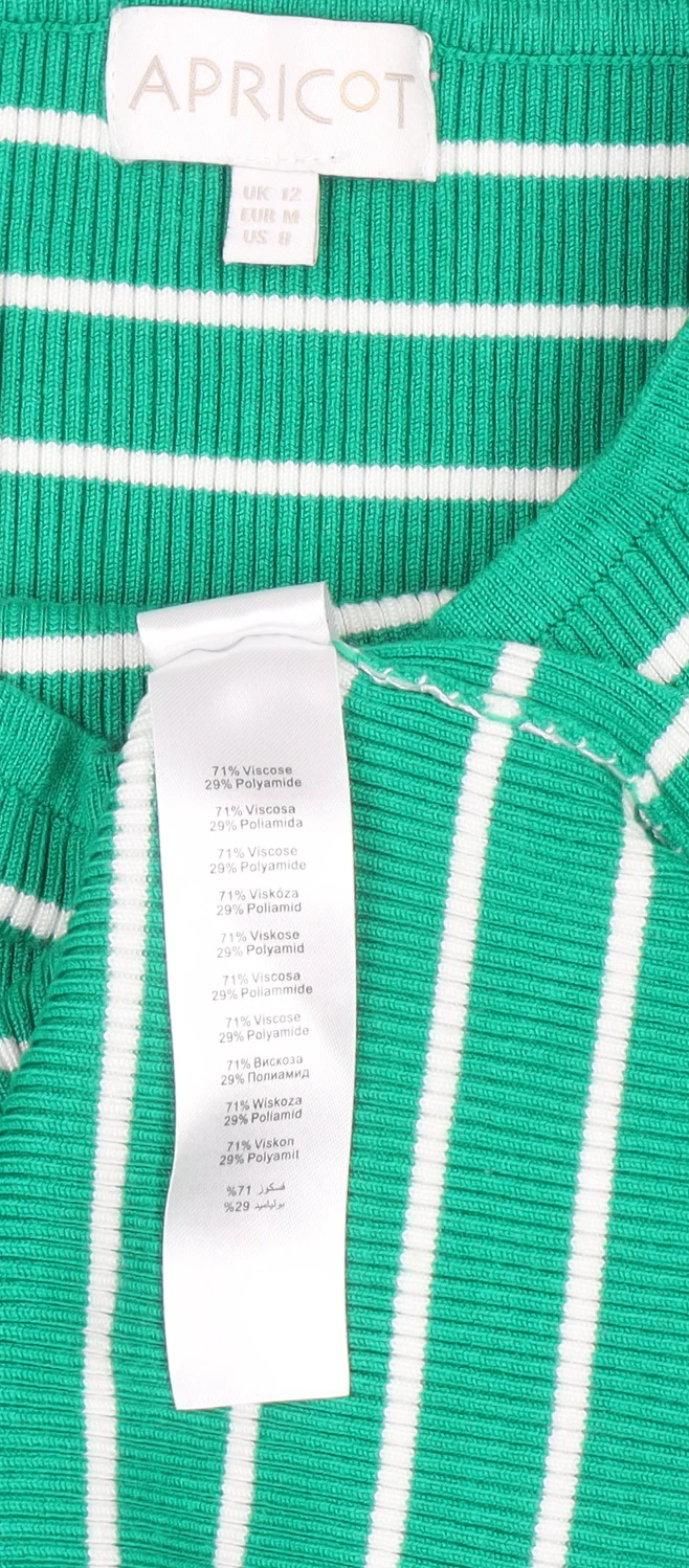 Apricot Women Green Striped Boat Neck Long Sleeve Pullover Jumper Size 12 - Image 4