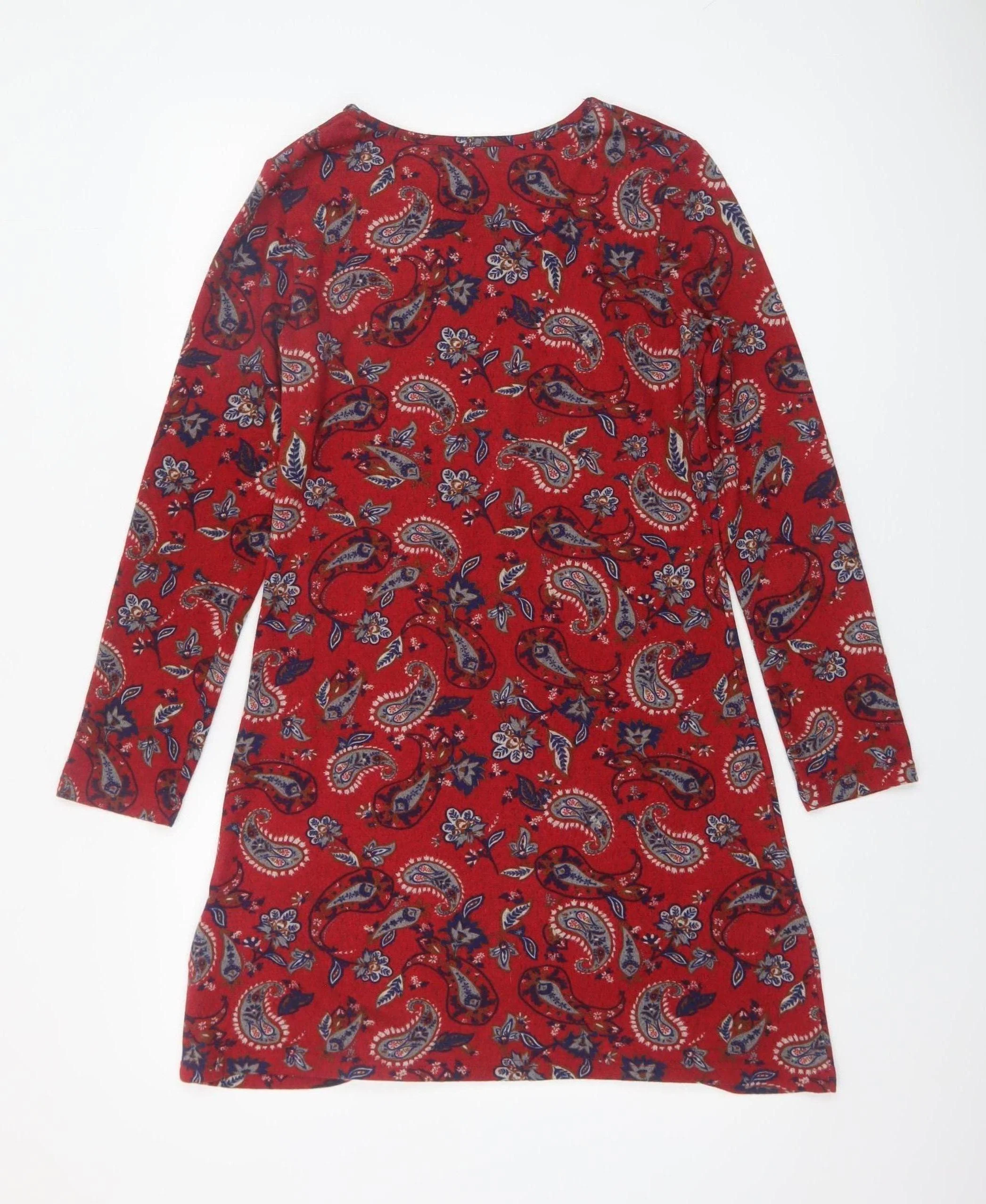 Apricot Women Red Paisley Shift Dress UK 10 Long Sleeve Stretch - Image 3