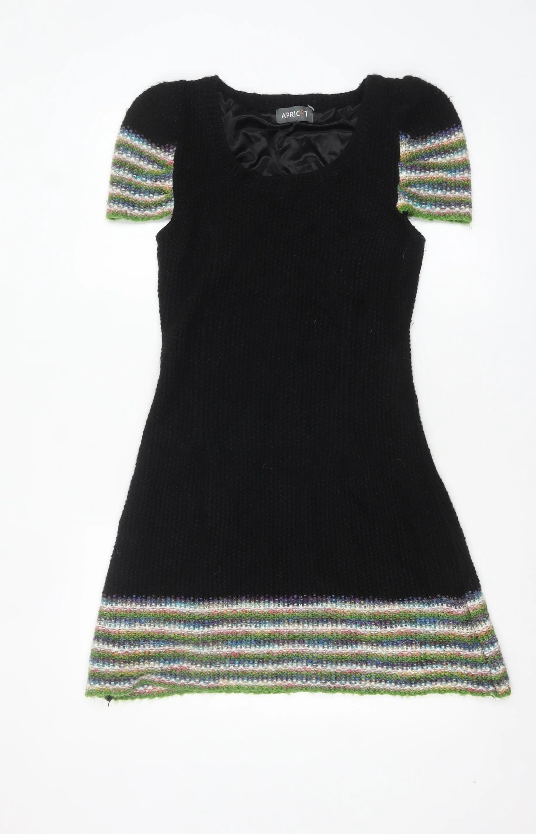 Apricot Women’s Black Jumper Dress L Knit Short Sleeve Stretch