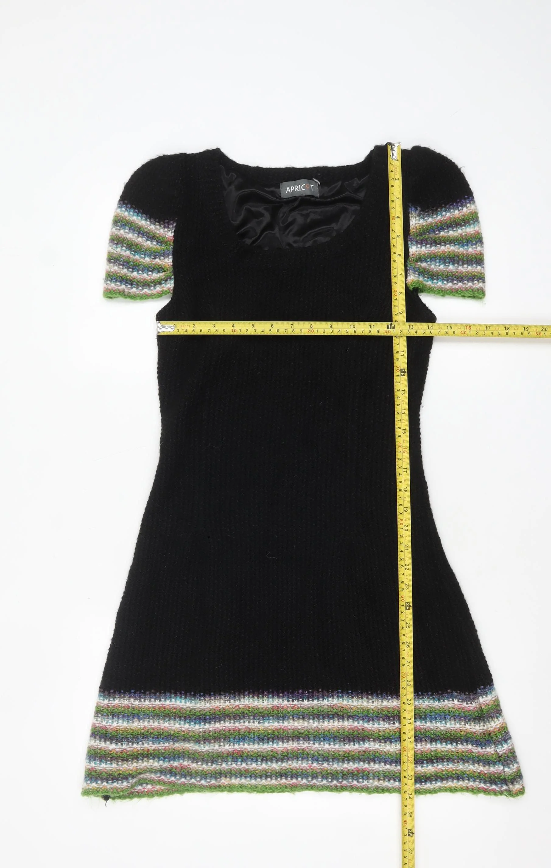 Apricot Women’s Black Jumper Dress L Knit Short Sleeve Stretch - Image 2