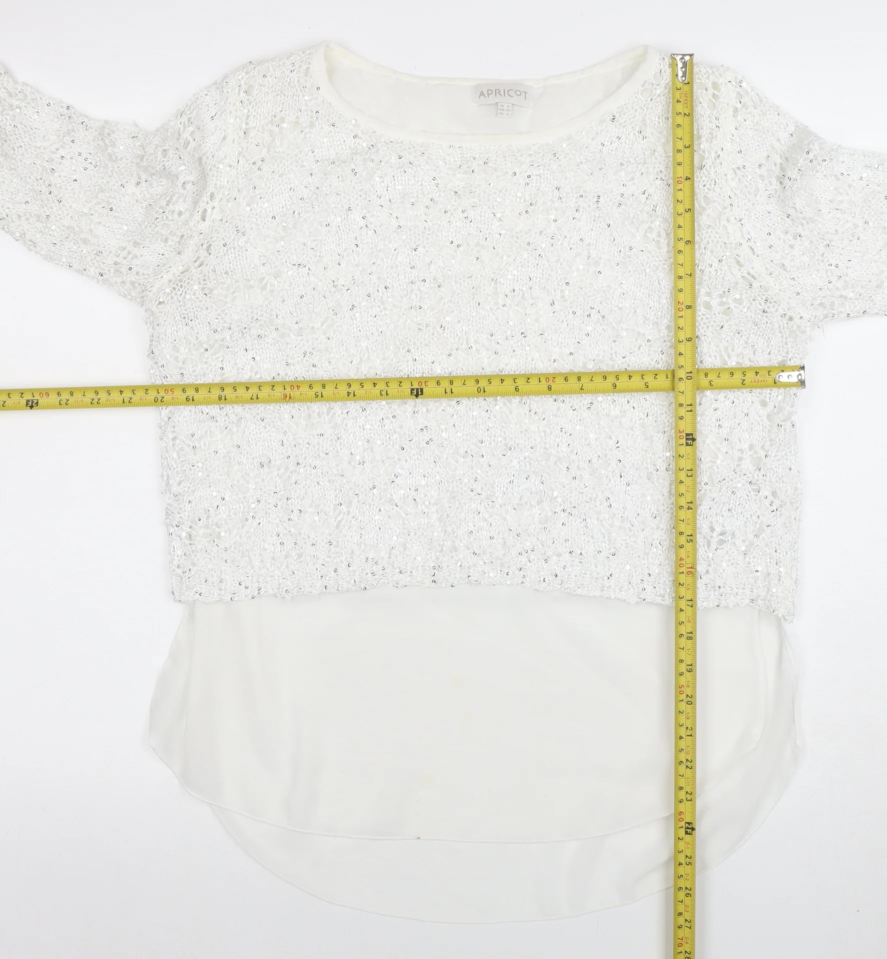 Apricot Women White Sequin Knit Long Sleeve Jumper XS - Image 2