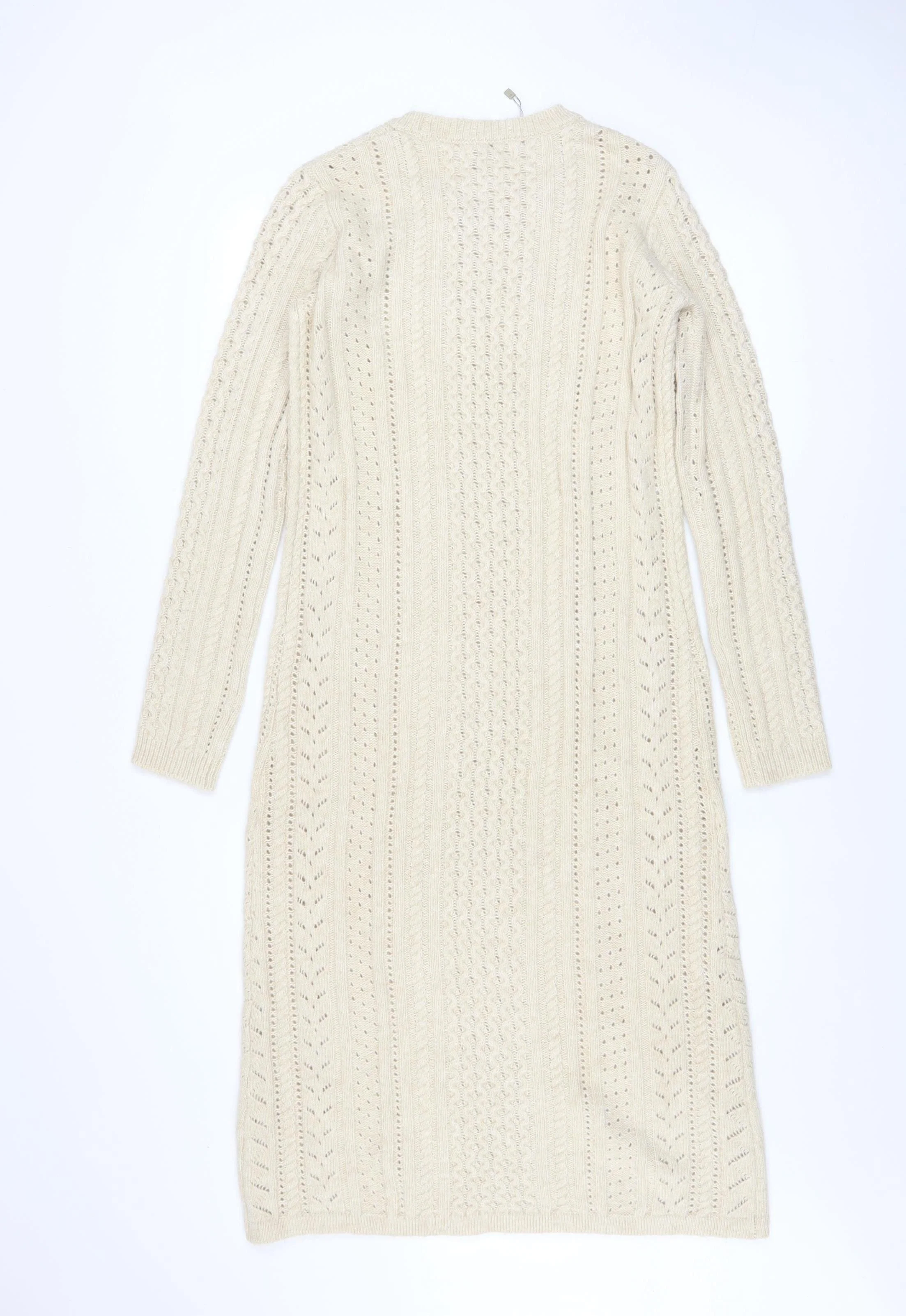 Apricot Womens Beige Cable Knit Jumper Dress UK 8 Long Sleeve - Image 3