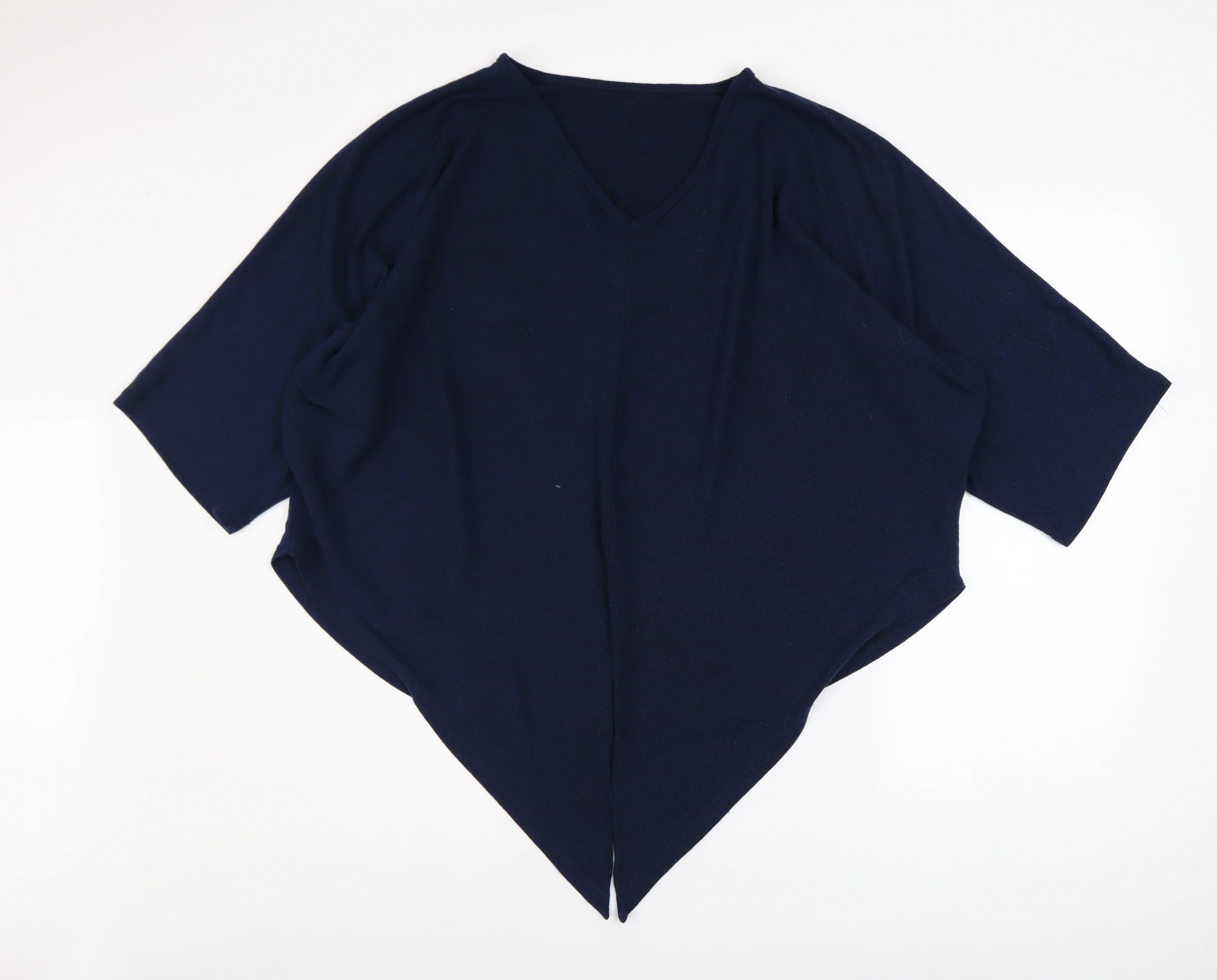 Apricot Womens Blue Viscose Tunic Blouse M V-Neck Relaxed Fit