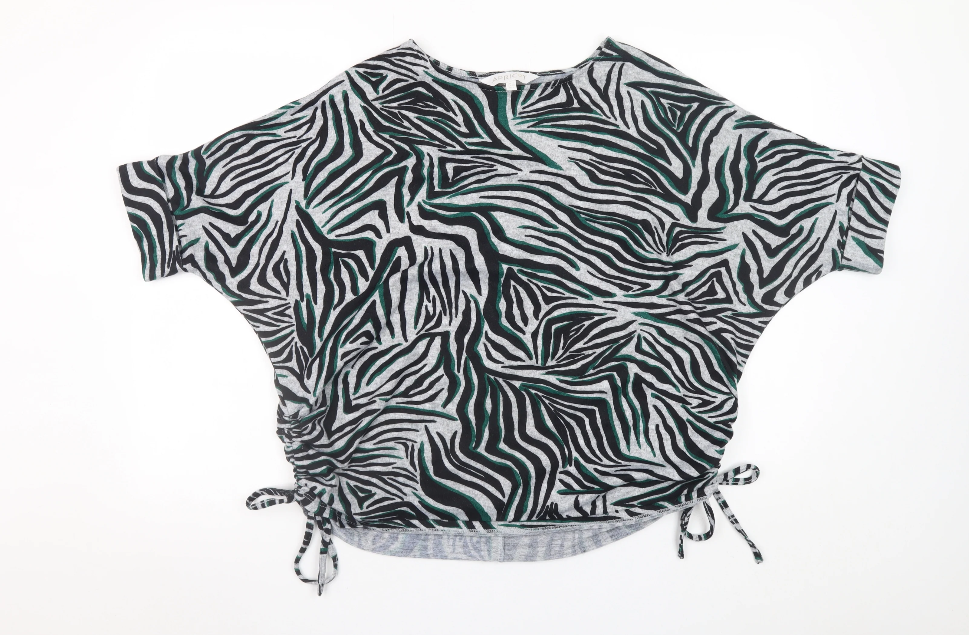 Apricot Womens Grey Zebra Print Dolman Sleeve Stretch Top Size 8