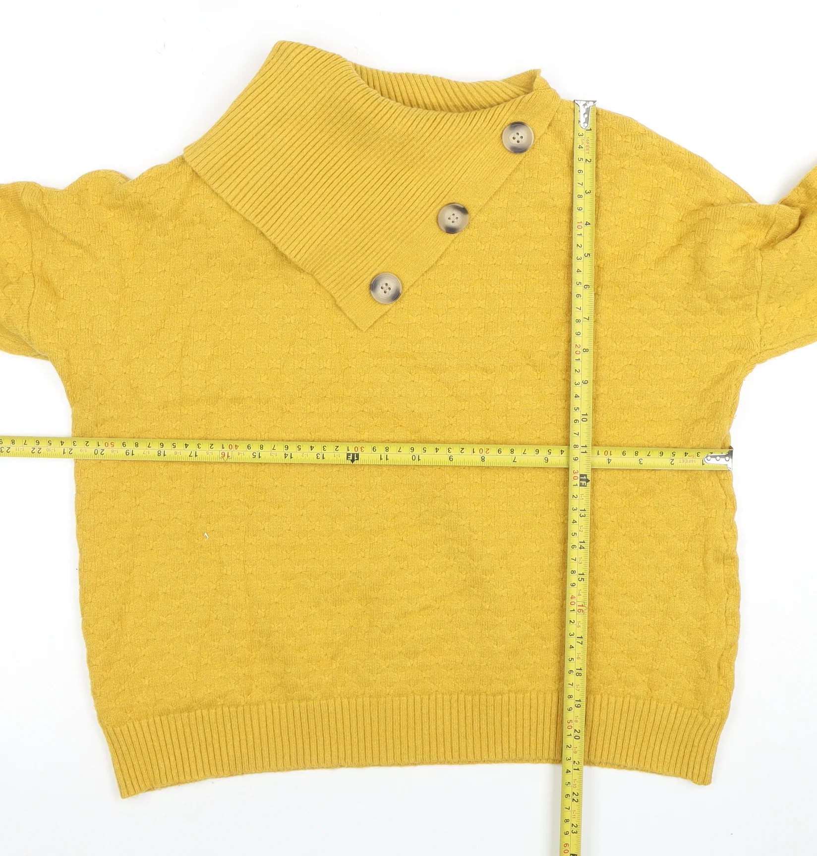 Apricot Women's Yellow Collared Button Pullover Jumper UK 12 - Image 2