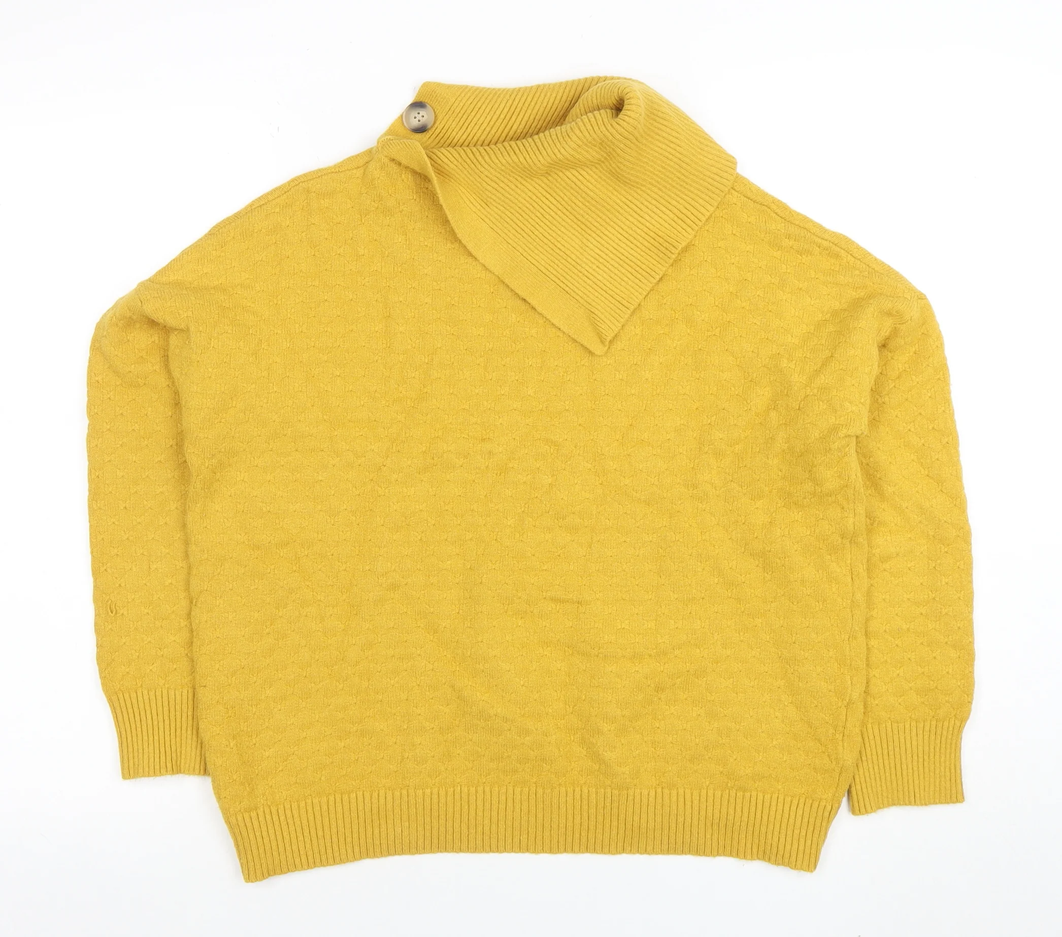 Apricot Women's Yellow Collared Button Pullover Jumper UK 12 - Image 3
