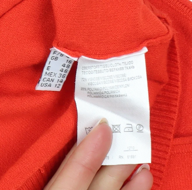Apriori Women's Red V-Neck Zip Detail Knit Jumper Size 16 - Image 5