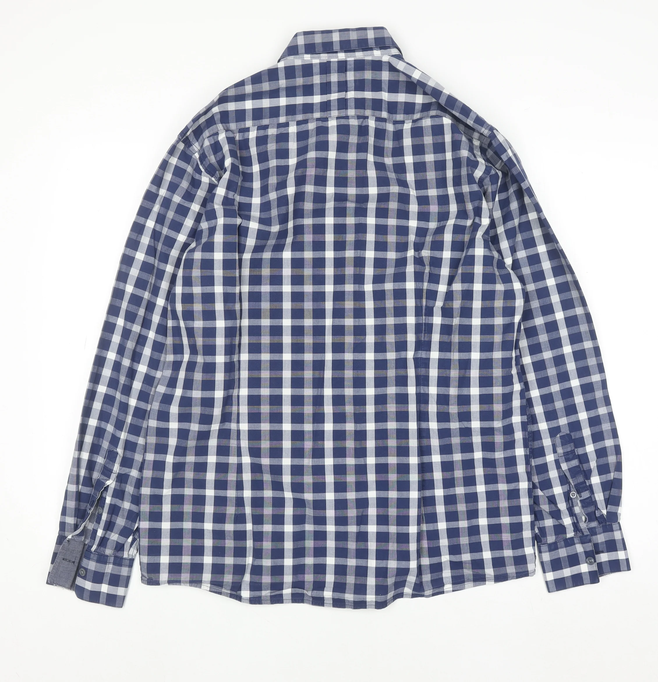 AR RED Men’s Blue Check Cotton Long Sleeve Button-Up Shirt XL - Image 3
