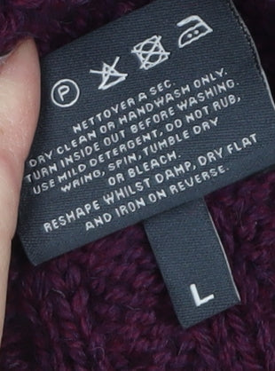 Aran Woollen Mills Women Purple Cable-Knit Merino Wool Sleeveless Vest L - Image 4