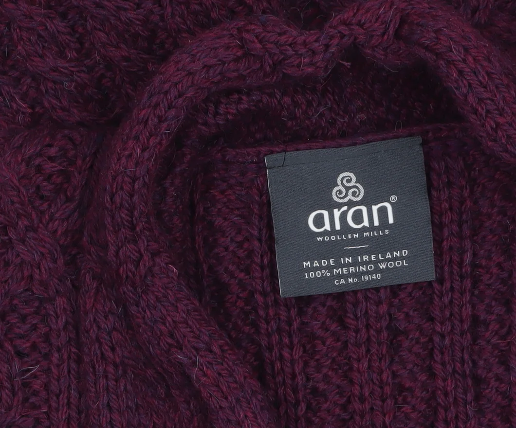 Aran Woollen Mills Women Purple Cable-Knit Merino Wool Sleeveless Vest L - Image 5