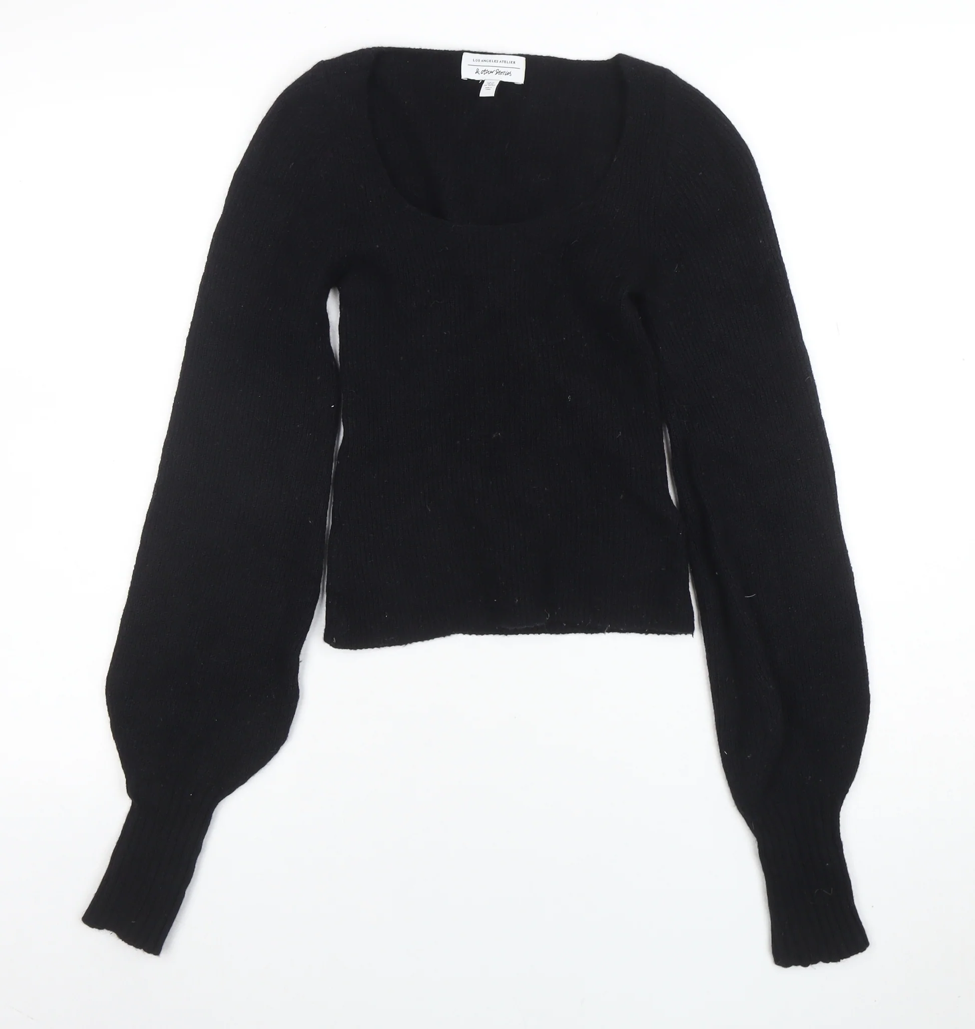 Aritzia Women Black Wool Blend Scoop Neck Long Sleeve Jumper Size S