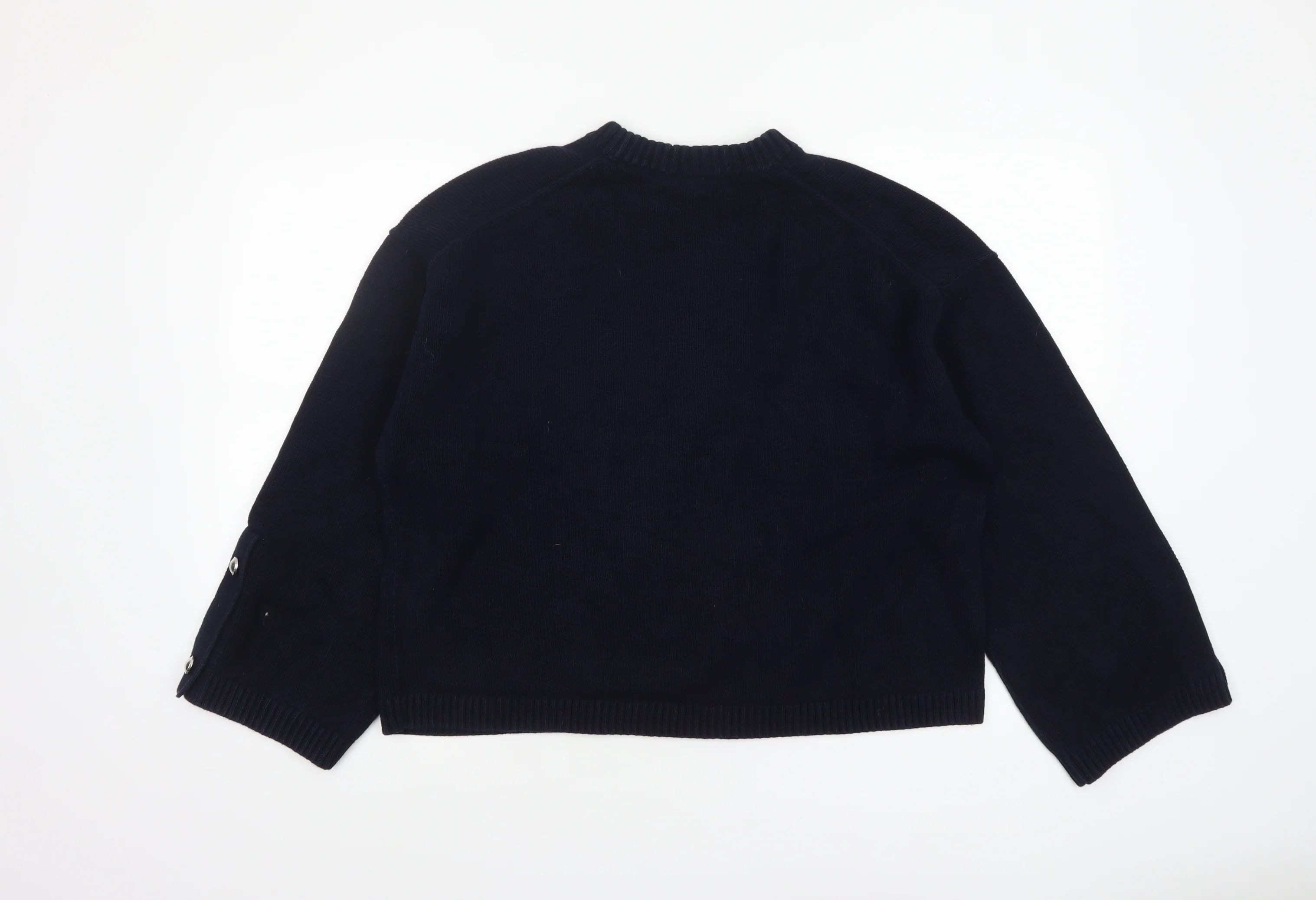 Arket Women's Black Cotton Crew Neck Raglan Long Sleeve Jumper Size 12 - Image 3