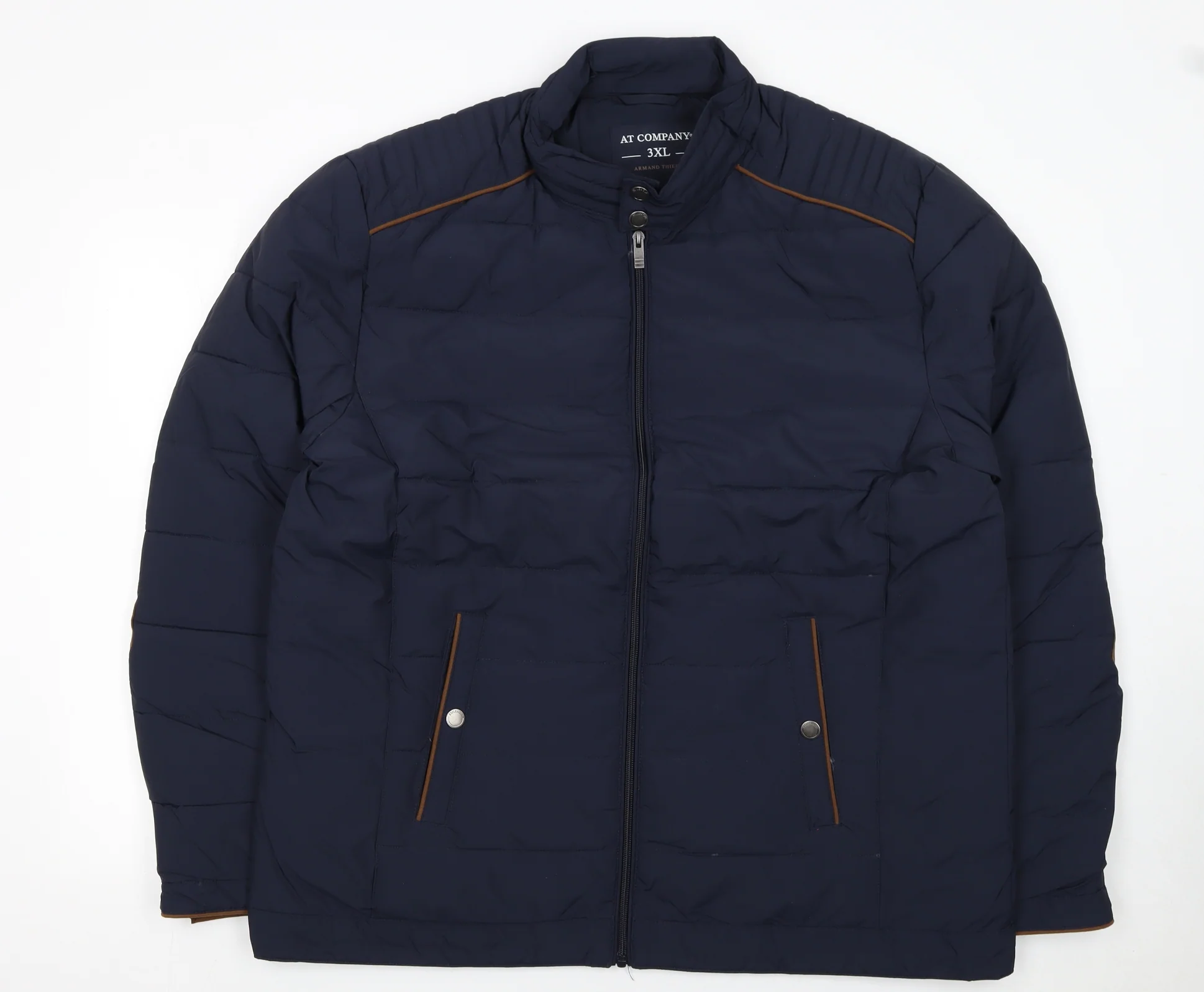 Armand Thiery Men's Blue 3XL Puffer Jacket with Zip Pockets