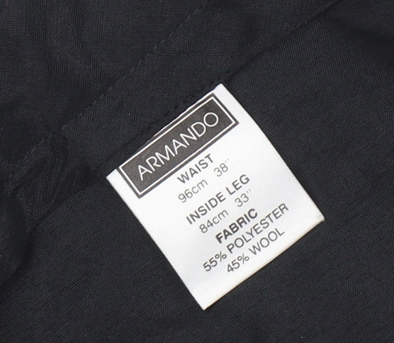 Armando Men's Black 38in Regular Fit Wool Blend Dress Pants - Image 4