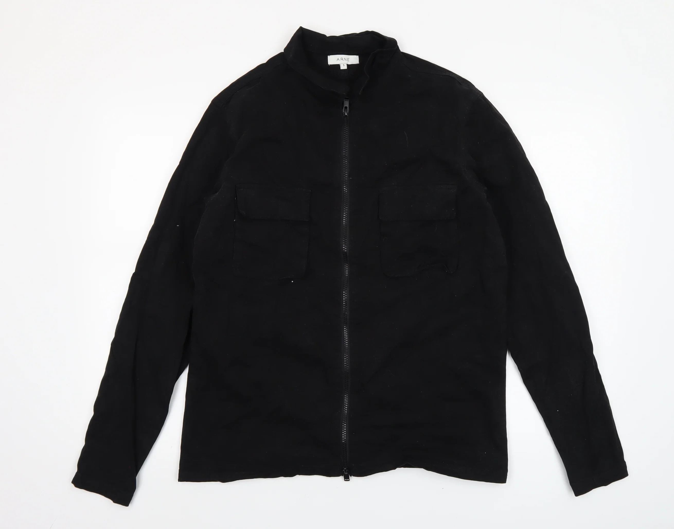 ARNE Men's Black Cotton Full Zip Lightweight Jacket Size S