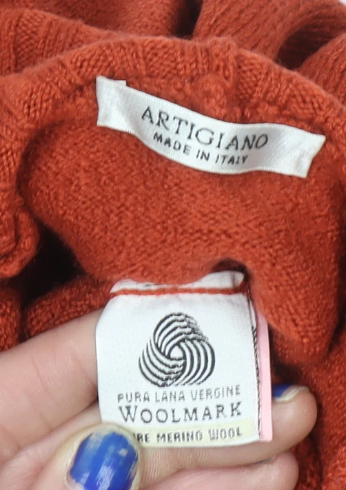 Artigiano Women’s Red Roll Neck Pure New Wool Jumper Size 16 - Image 5