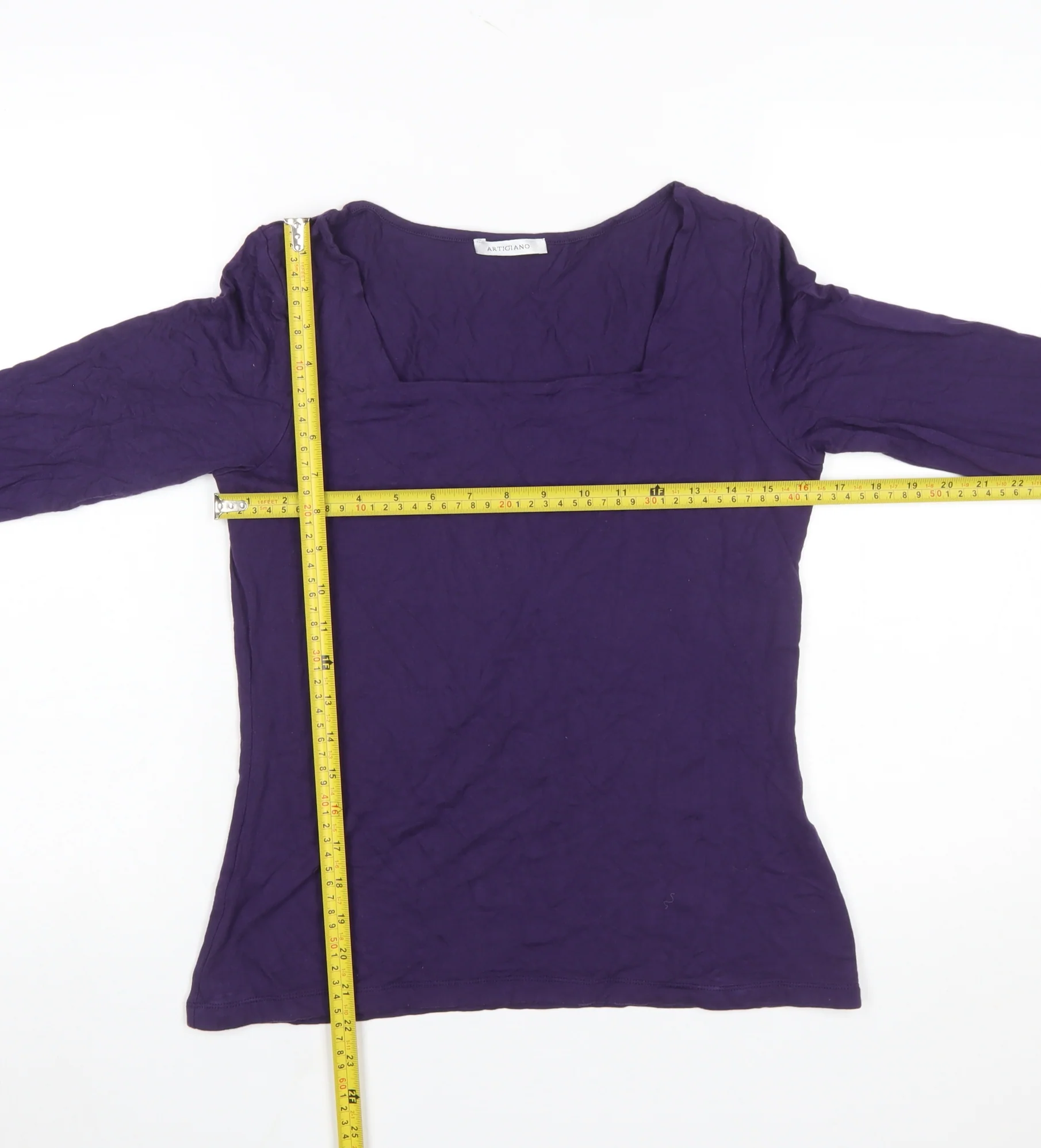 Artigiano Women's Purple Jersey Blouse Size 14 - Image 2