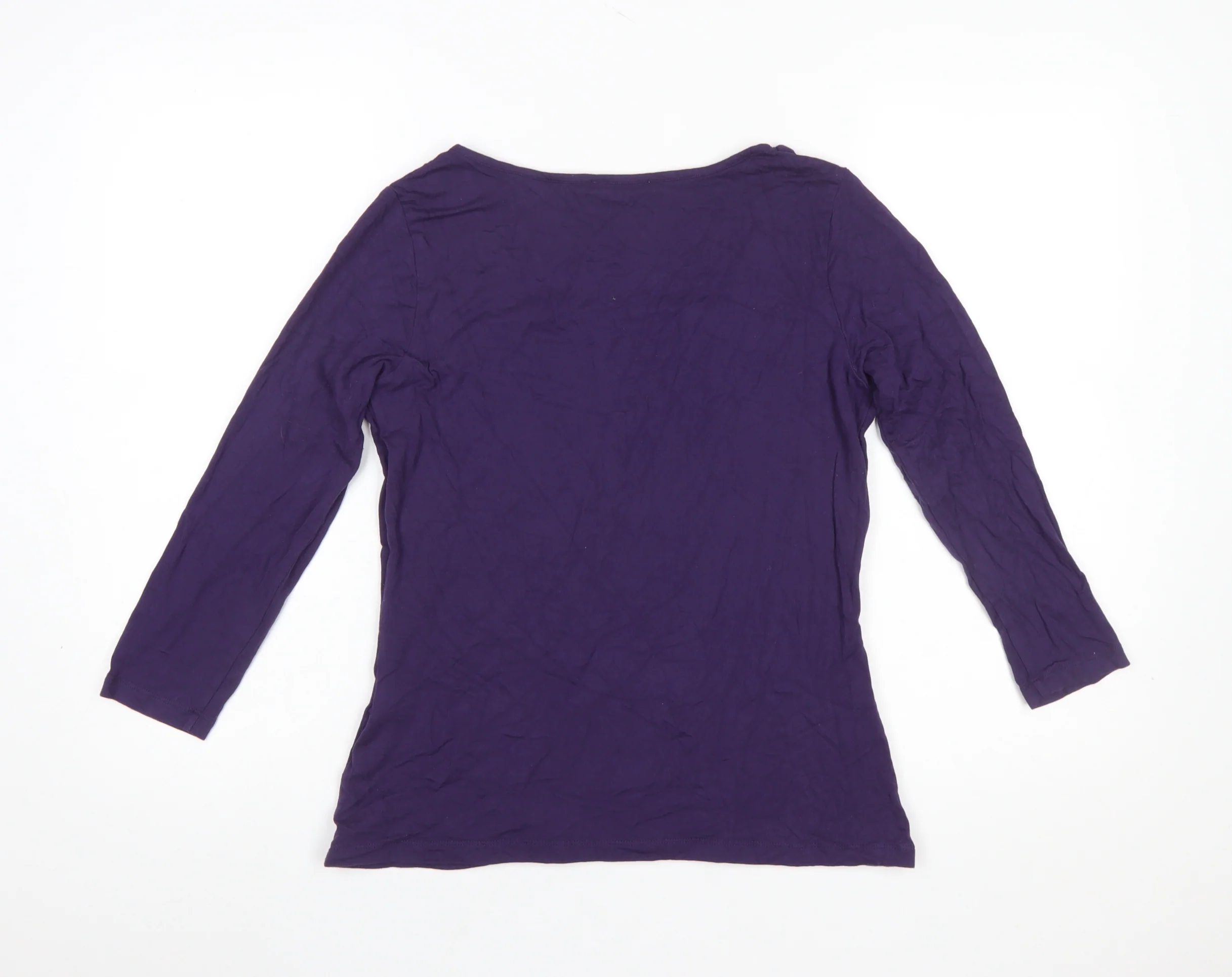 Artigiano Women's Purple Jersey Blouse Size 14 - Image 3