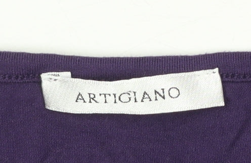 Artigiano Women's Purple Jersey Blouse Size 14 - Image 4