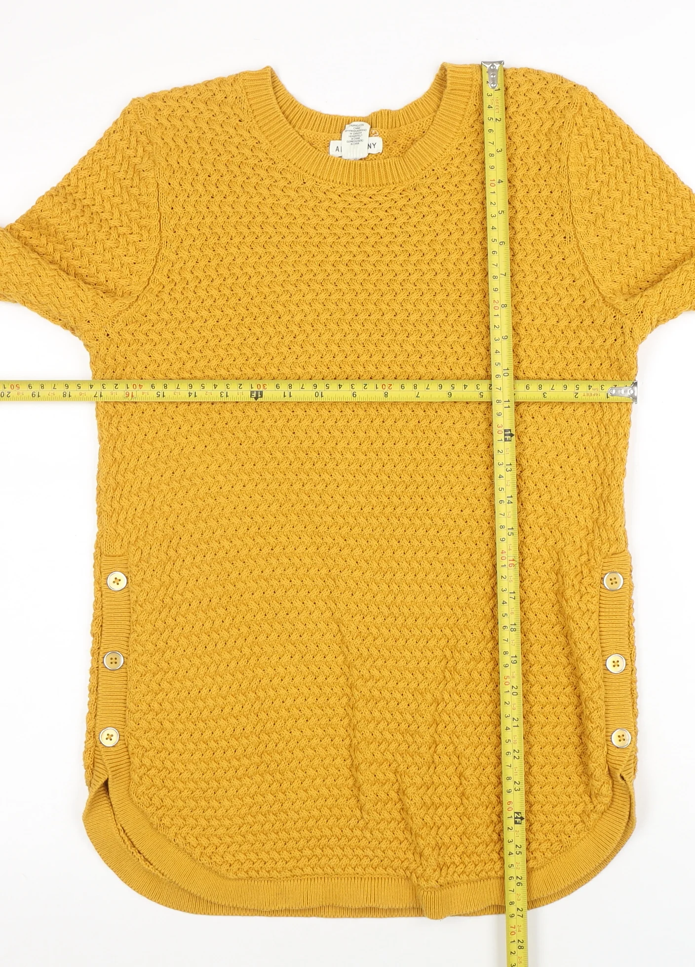 Artisan NY Women Mustard Yellow Knit Jumper Size M Button Detail - Image 2