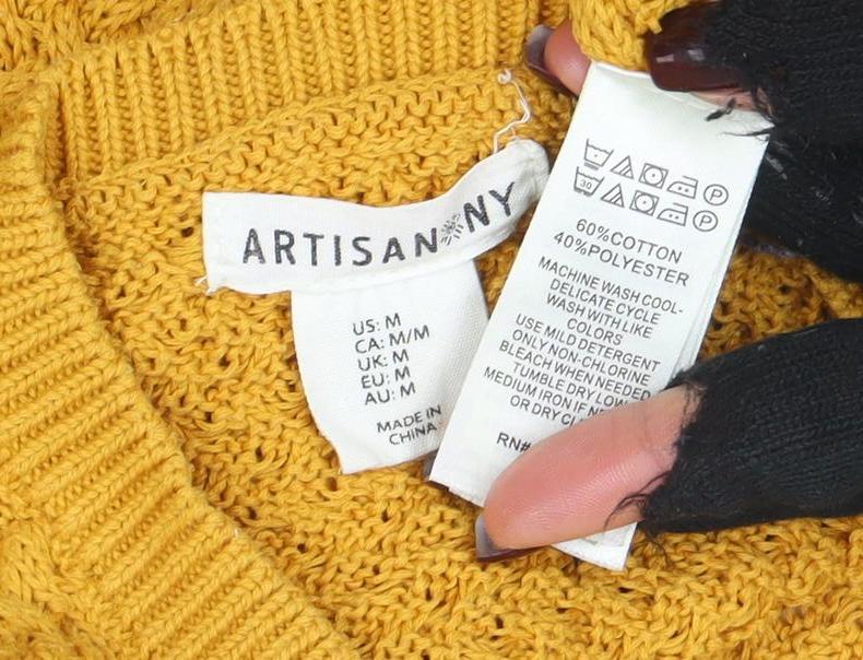 Artisan NY Women Mustard Yellow Knit Jumper Size M Button Detail - Image 4