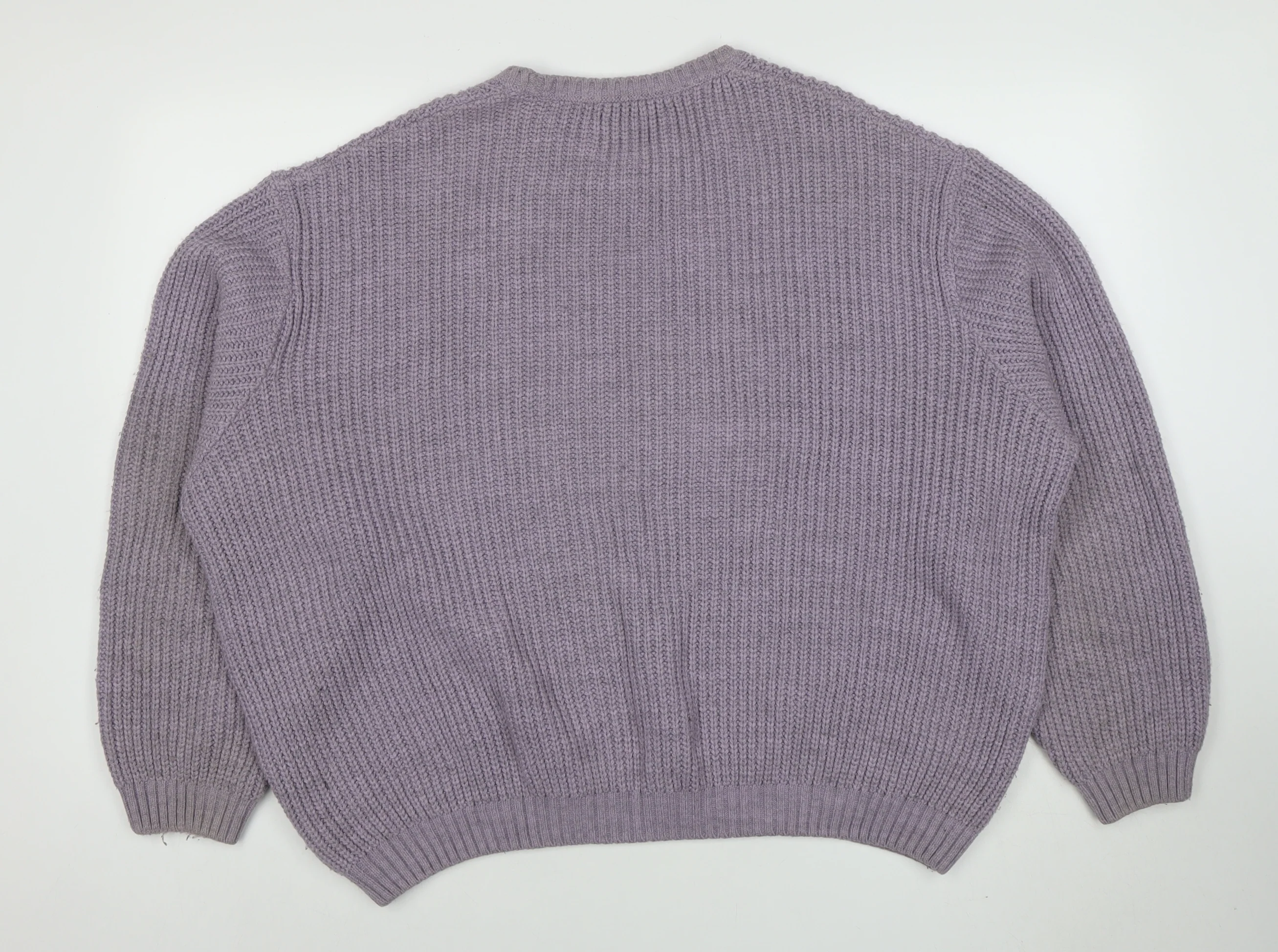 ASOS DESIGN Men Purple Chunky Knit Crew Neck Jumper Size L - Image 3