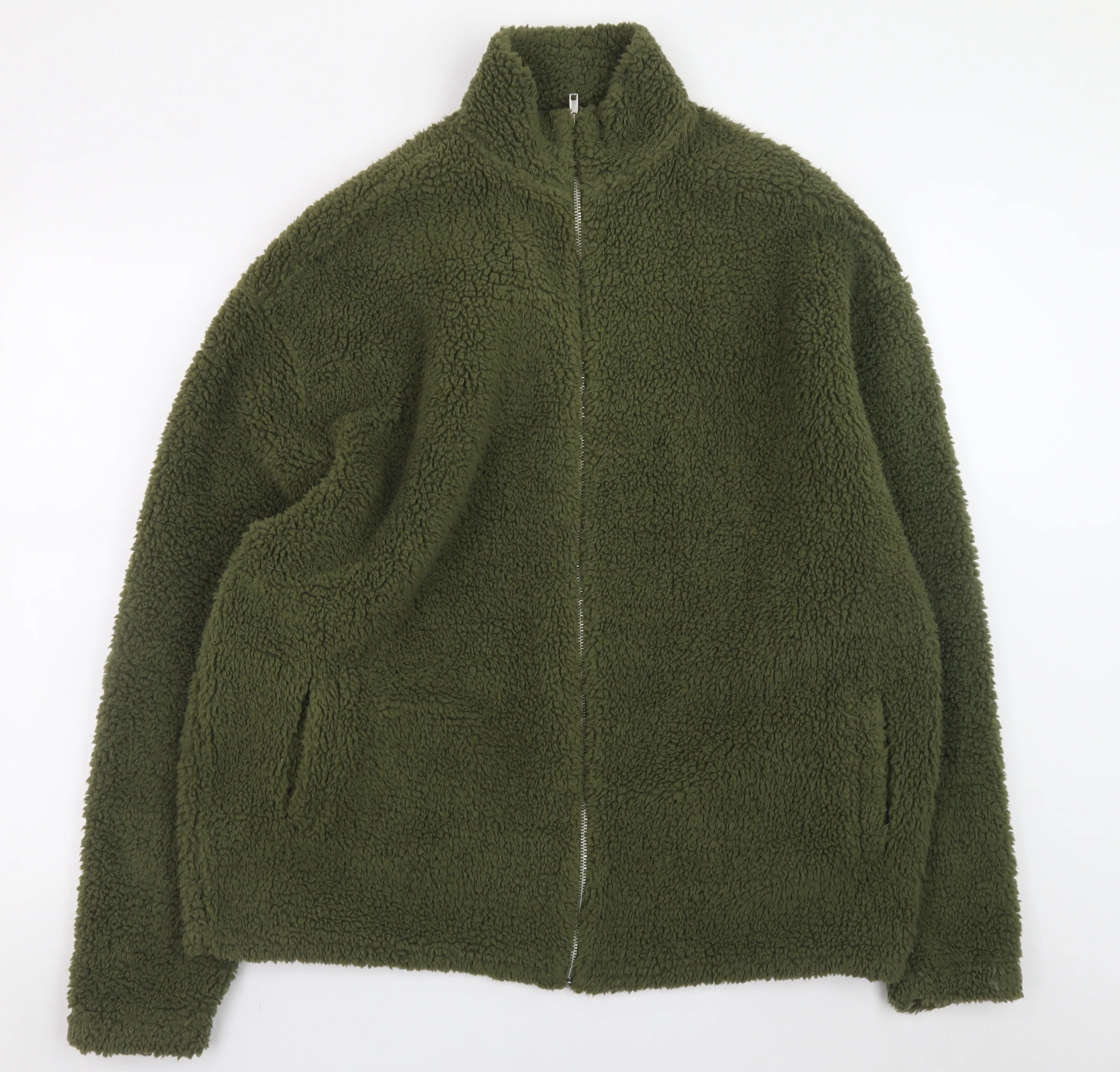 ASOS Design Men’s Green Fleece Jacket M Regular Fit Full Zip
