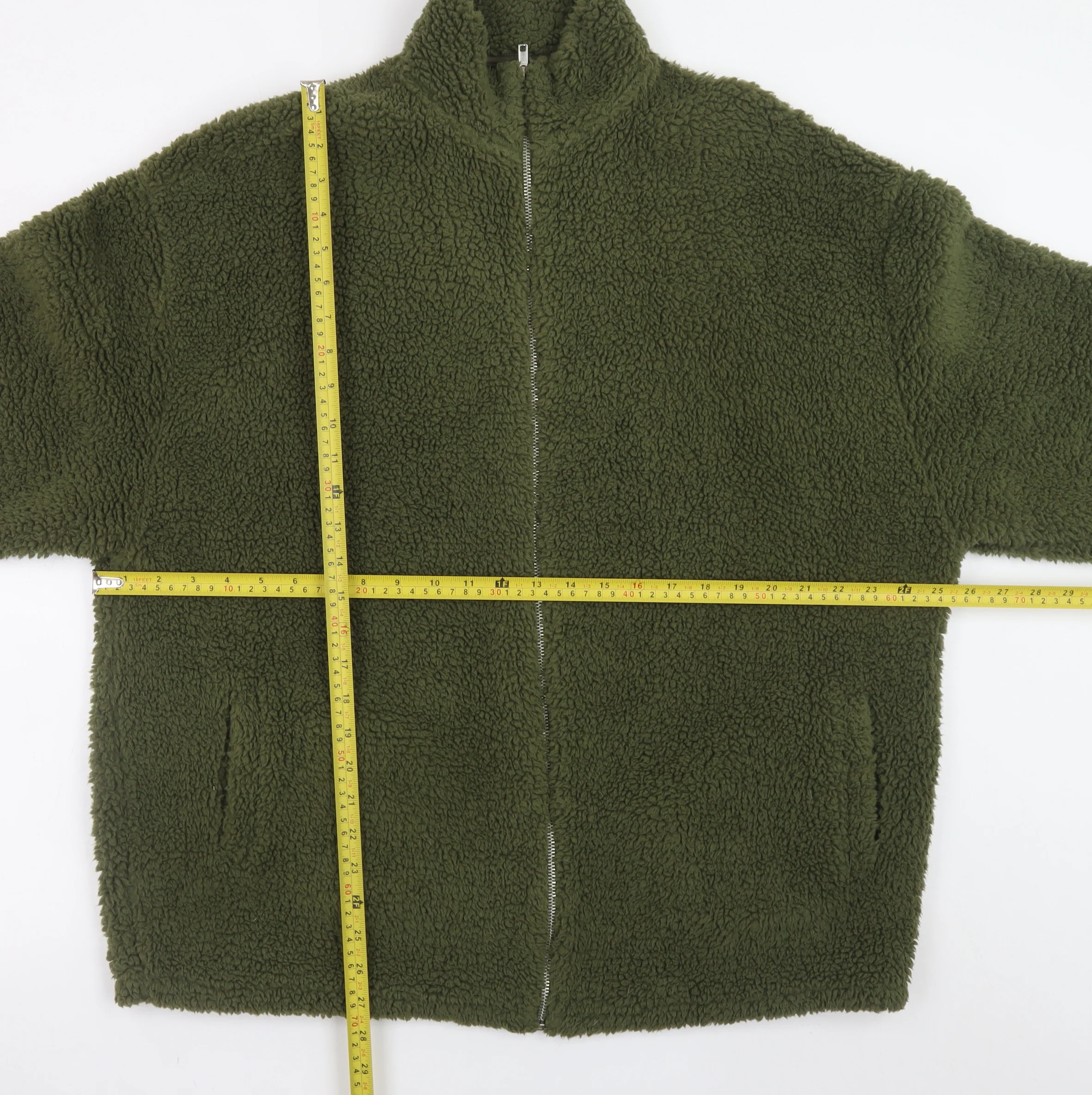 ASOS Design Men’s Green Fleece Jacket M Regular Fit Full Zip - Image 2