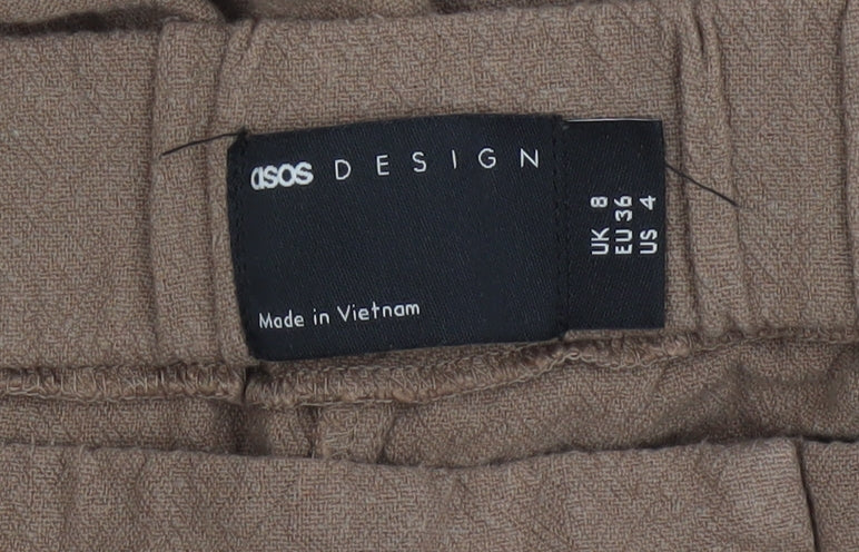 ASOS DESIGN Women Brown Cargo Wide-Leg Trousers Size 8 - Image 4