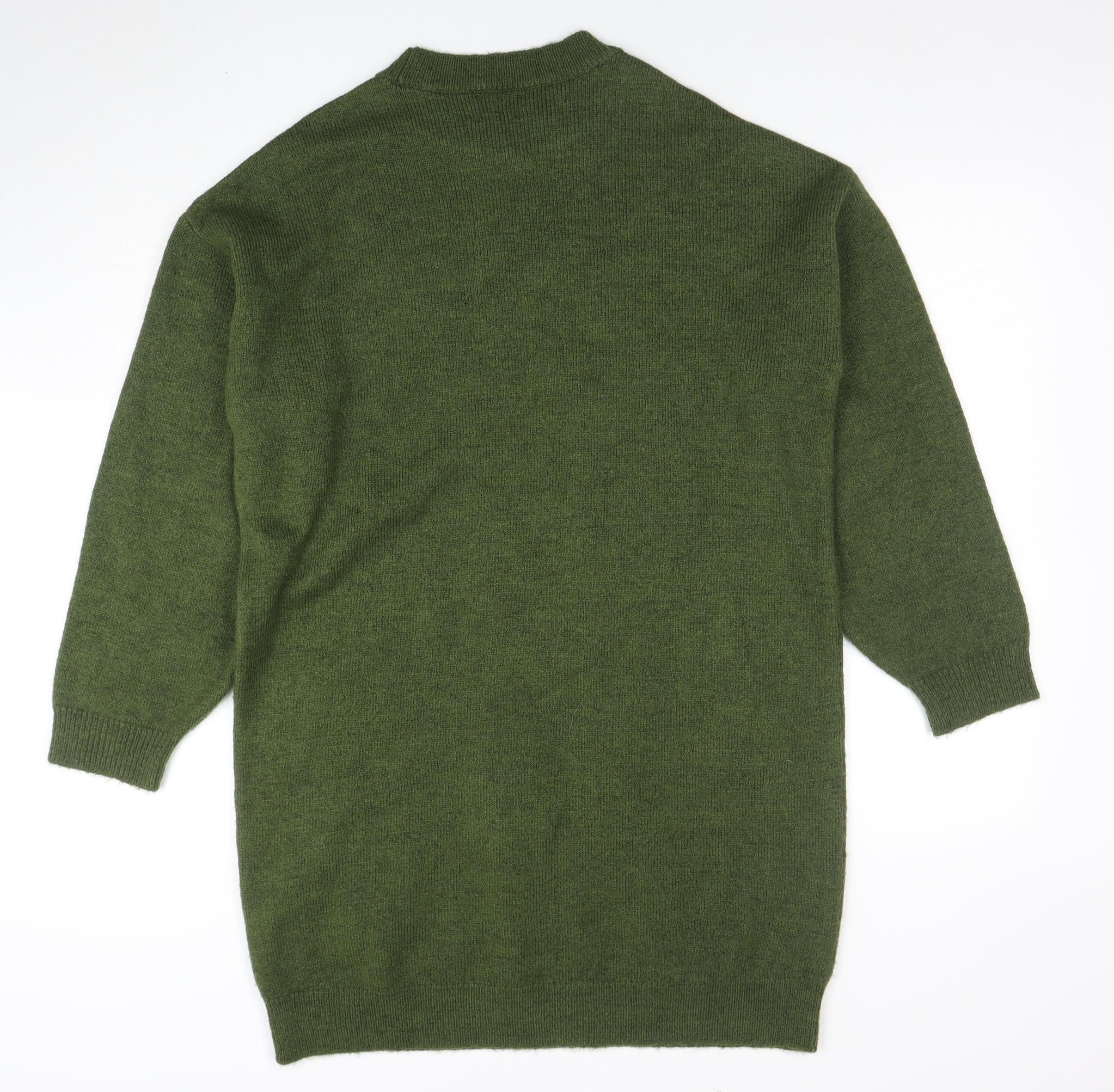 ASOS DESIGN Women Green 8-10 Knit Jumper Dress Crew Neck - Image 3