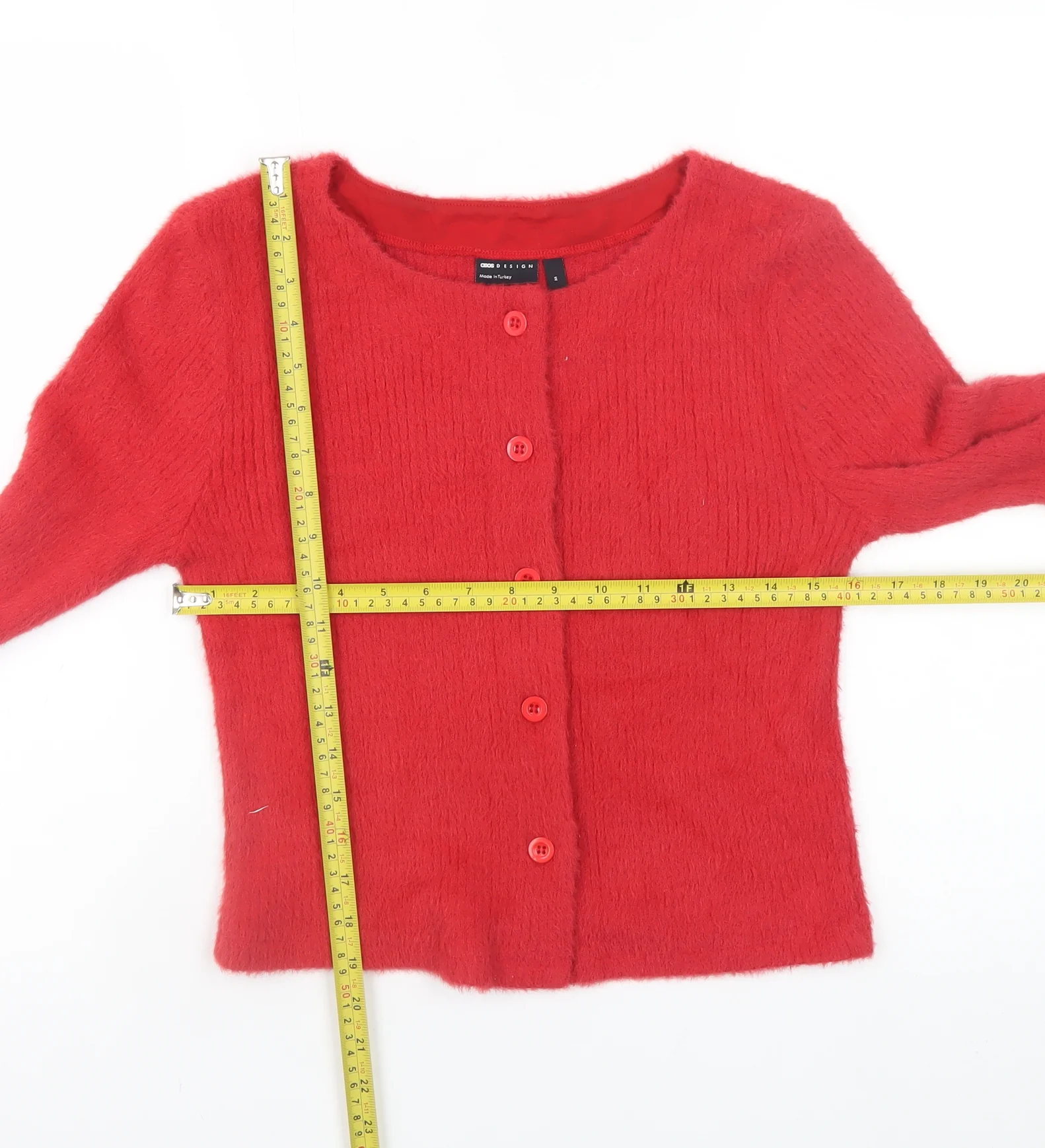 ASOS DESIGN Women Red Knit Button Cardigan M Regular Fit - Image 2