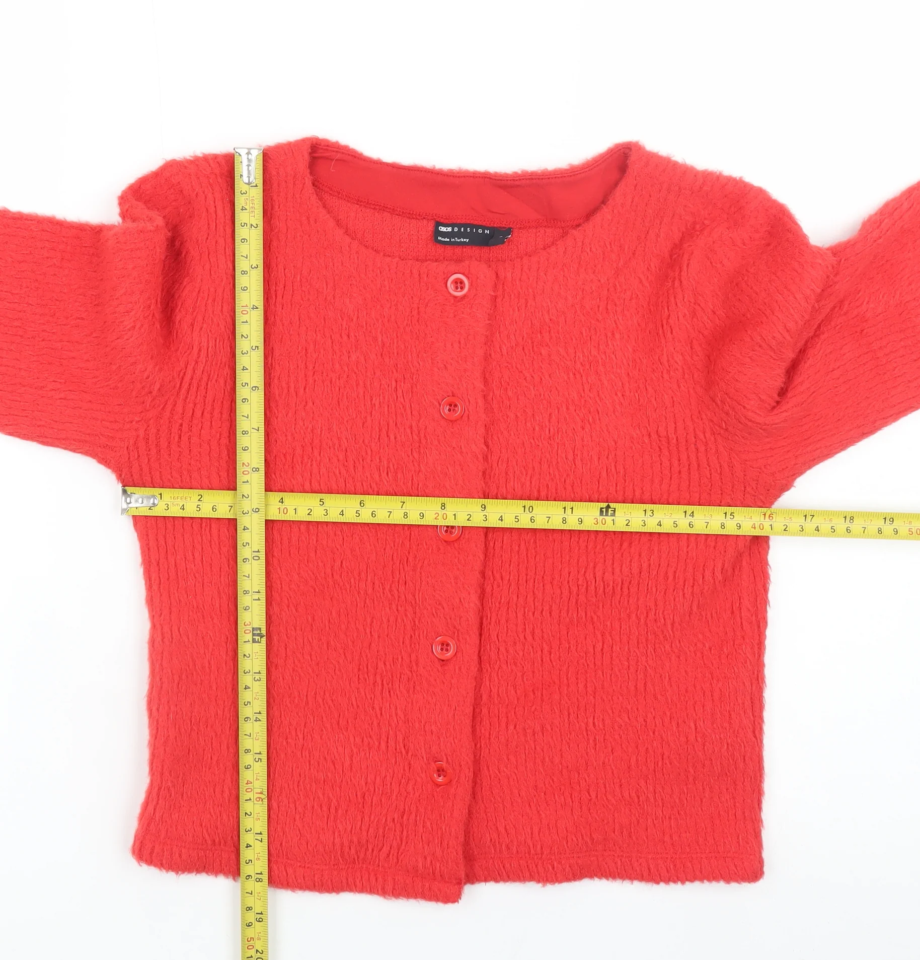 ASOS DESIGN Women Red S Crew Neck Button Cardigan - Image 2