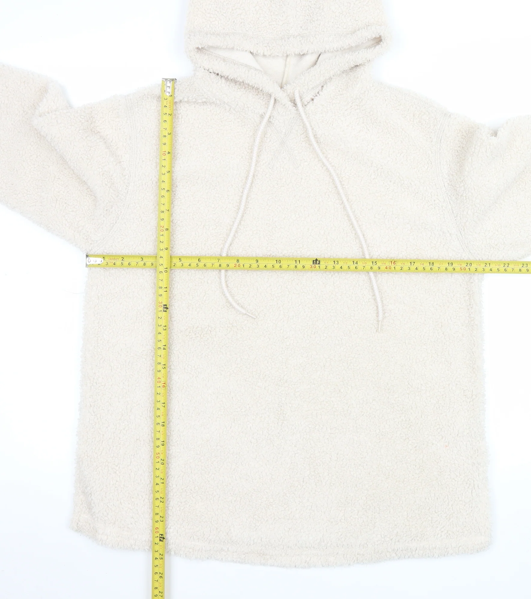 ASOS DESIGN Women’s Beige Hooded Teddy Pullover Hoodie UK 8 - Image 2