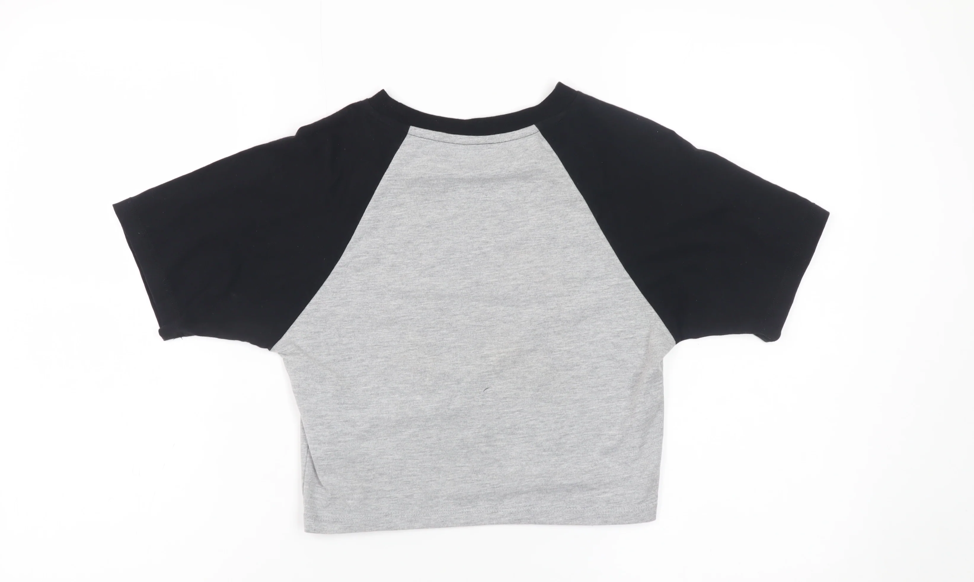 ASOS DESIGN Women’s Grey Black Cropped Raglan T-Shirt UK 10 - Image 3