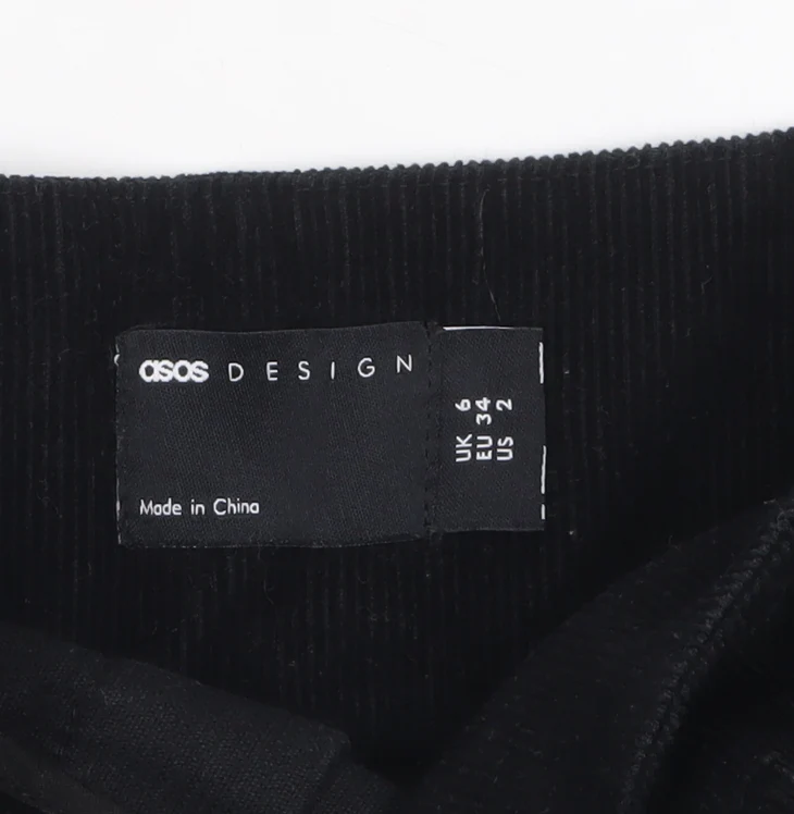 ASOS DESIGN Womens Black Corduroy Pleated Mini Skirt Size 6 - Image 4