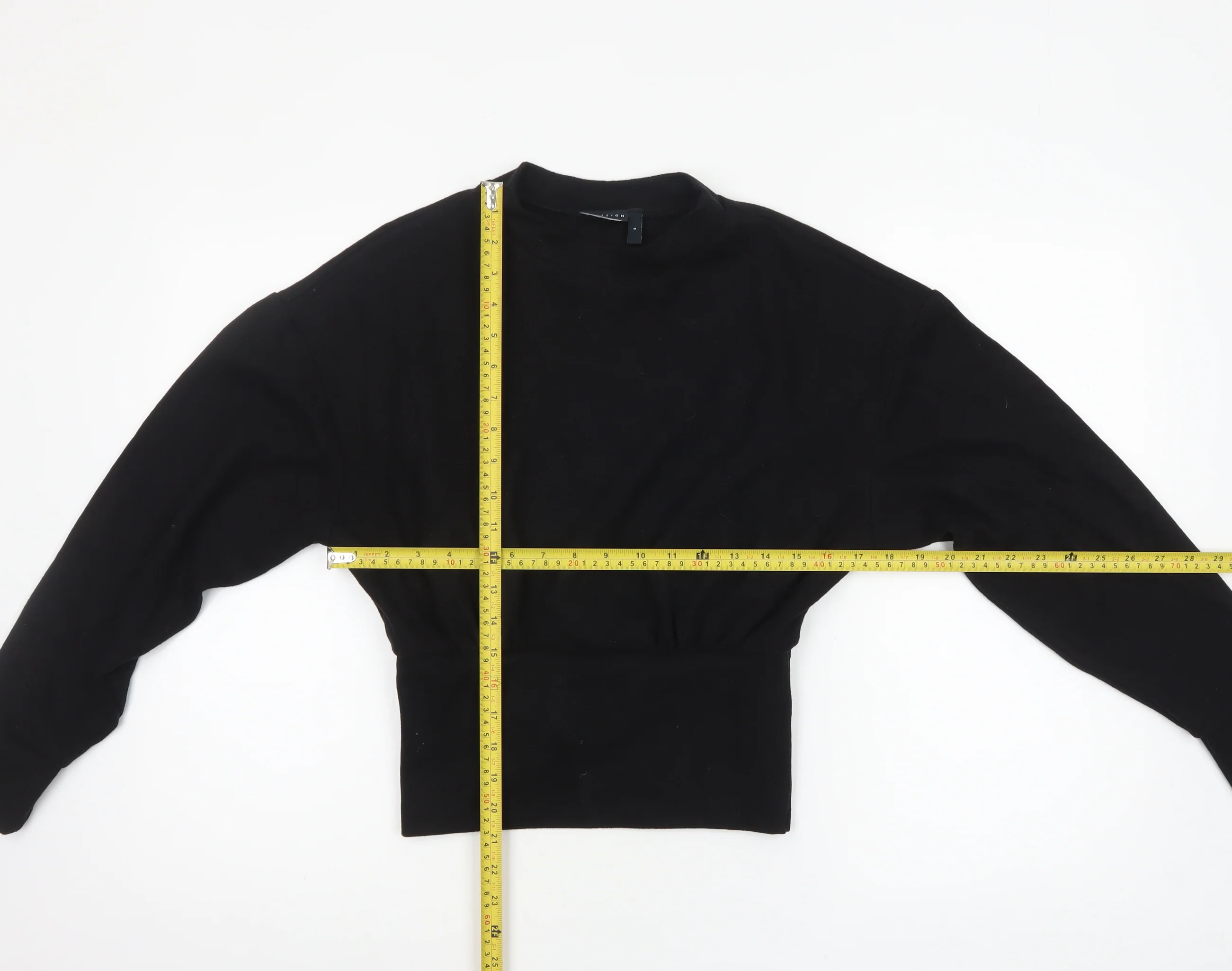 ASOS DESIGN Women's Black Cropped Long Sleeve Crew Neck Top Size S UK 8-10 - Image 2