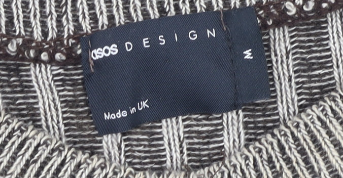 ASOS DESIGN Women's Grey Chunky-Knit Striped Cardigan Size M - Image 4