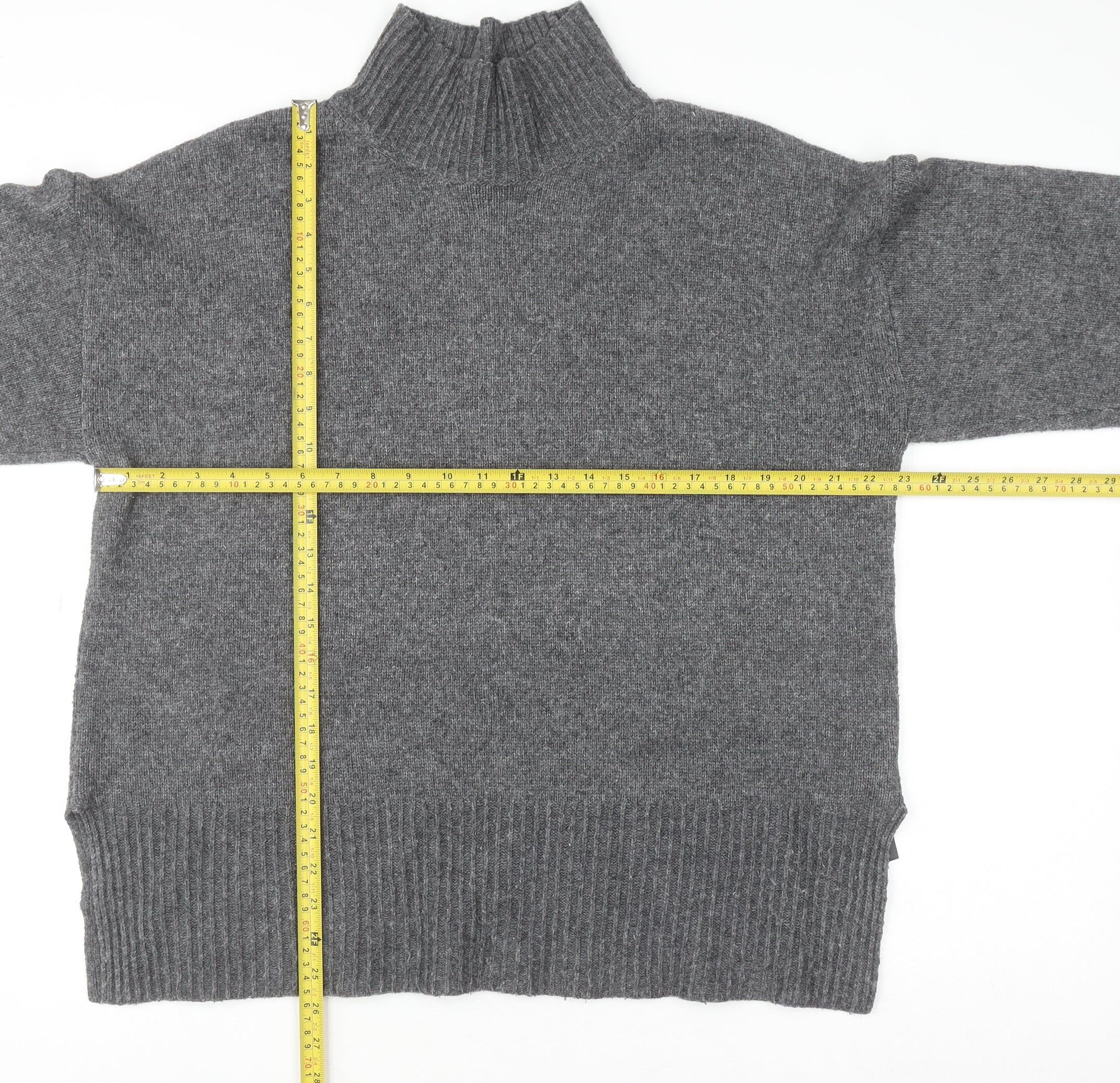 ASOS DESIGN Womens Grey High Neck Knit Pullover Jumper M - Image 2