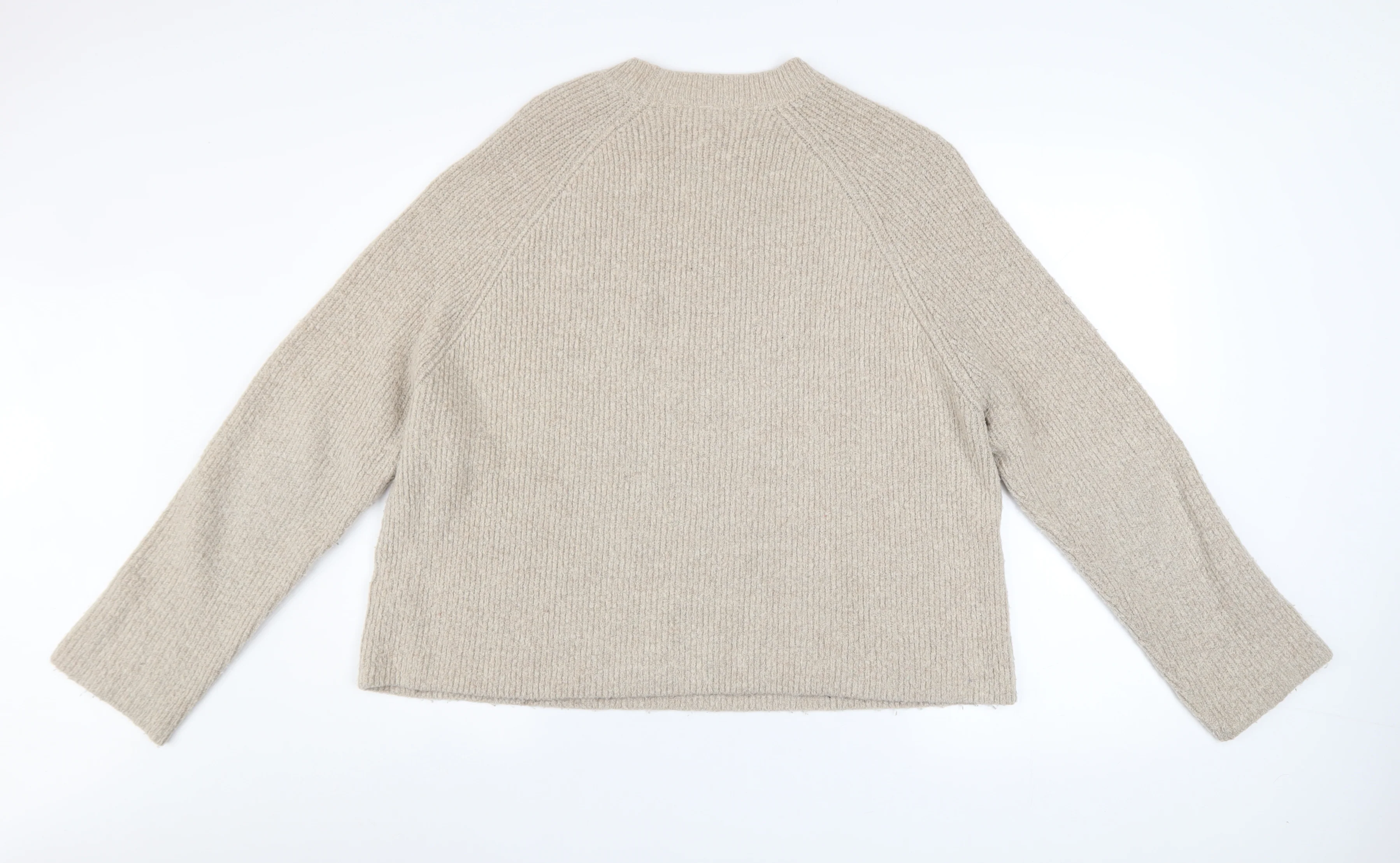 ASOS Women Beige Crew Neck Long Sleeve Relaxed Knit Jumper Size 14 - Image 3