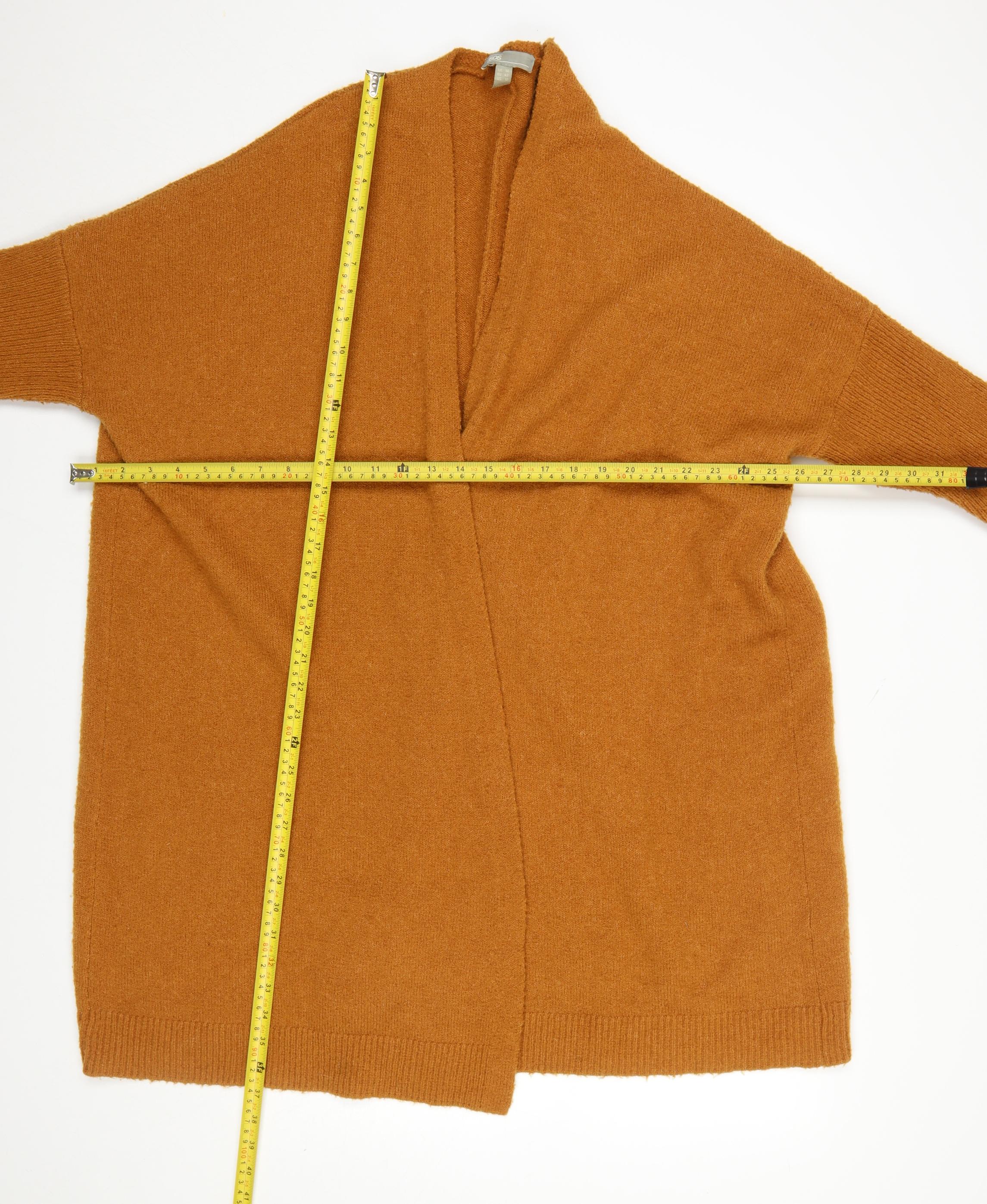 ASOS Women Brown Size 14 Open Knit Relaxed Wool Blend Cardigan - Image 2