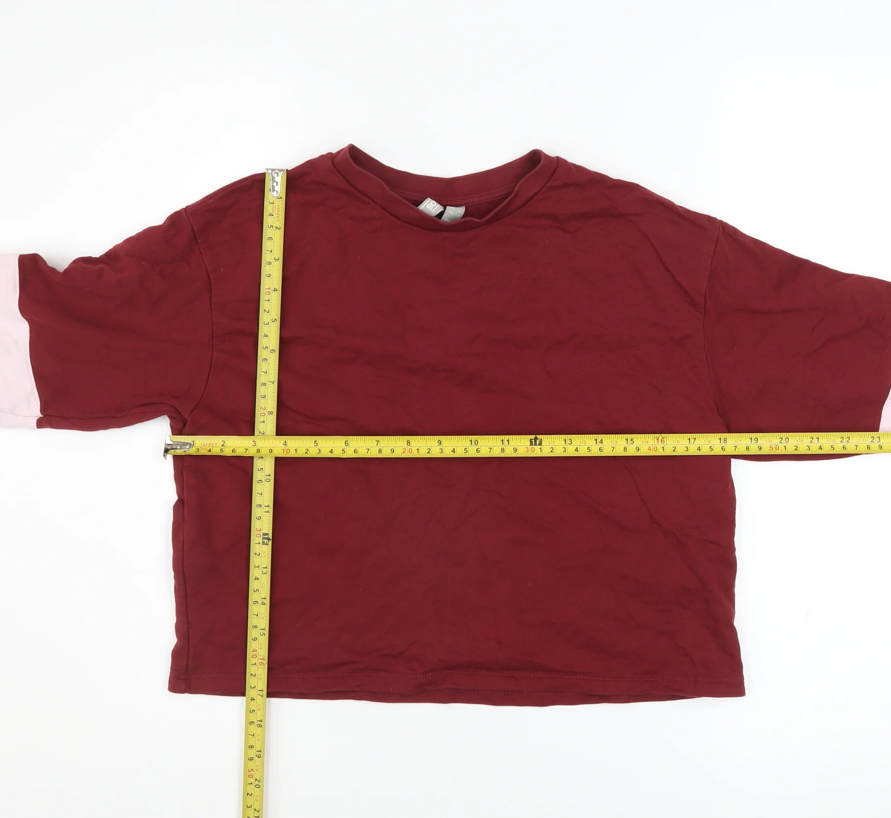 ASOS Women Burgundy Colourblock Long Sleeve Pullover Sweatshirt UK 8 - Image 2