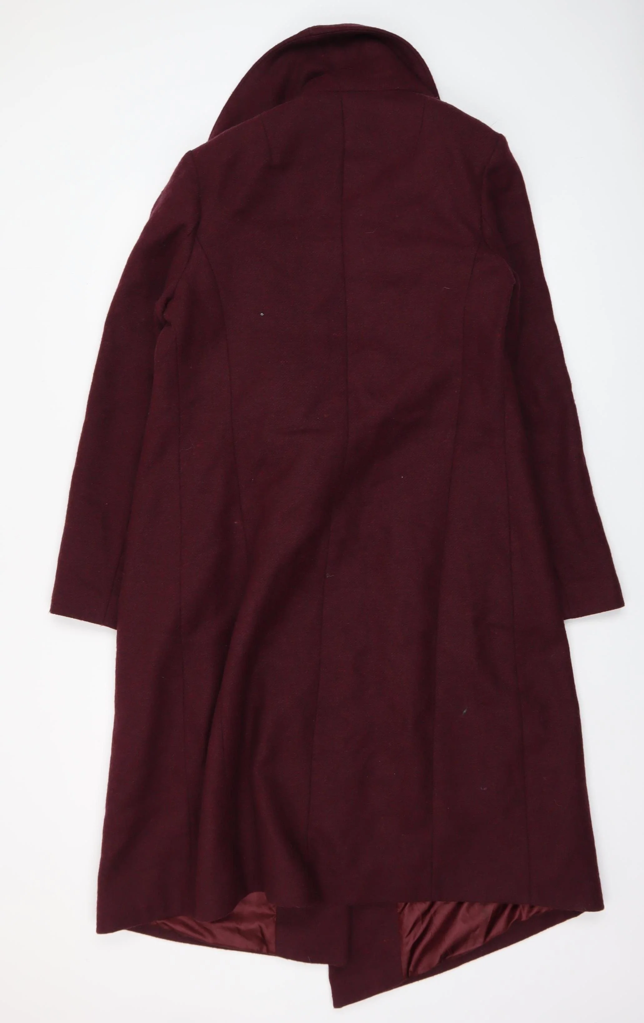 ASOS Women Burgundy Wool Blend Long Coat Size 12 Elegant Draped Style - Image 3