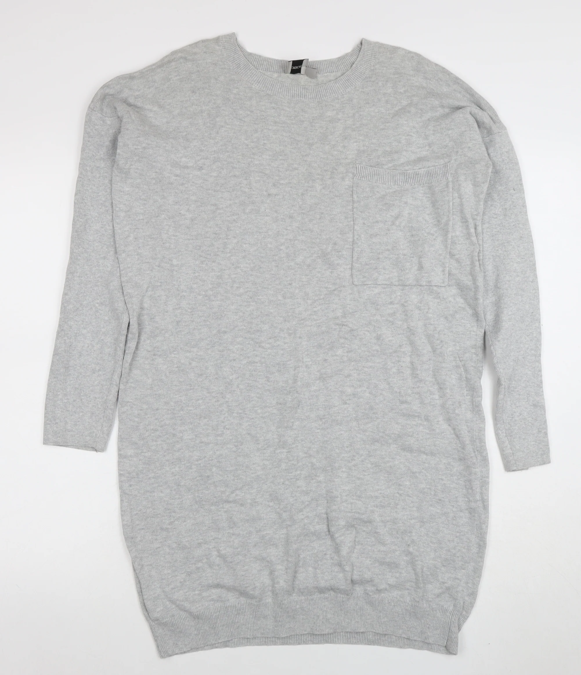ASOS Women Grey Long Sleeve Knit Sweater Dress Size 12