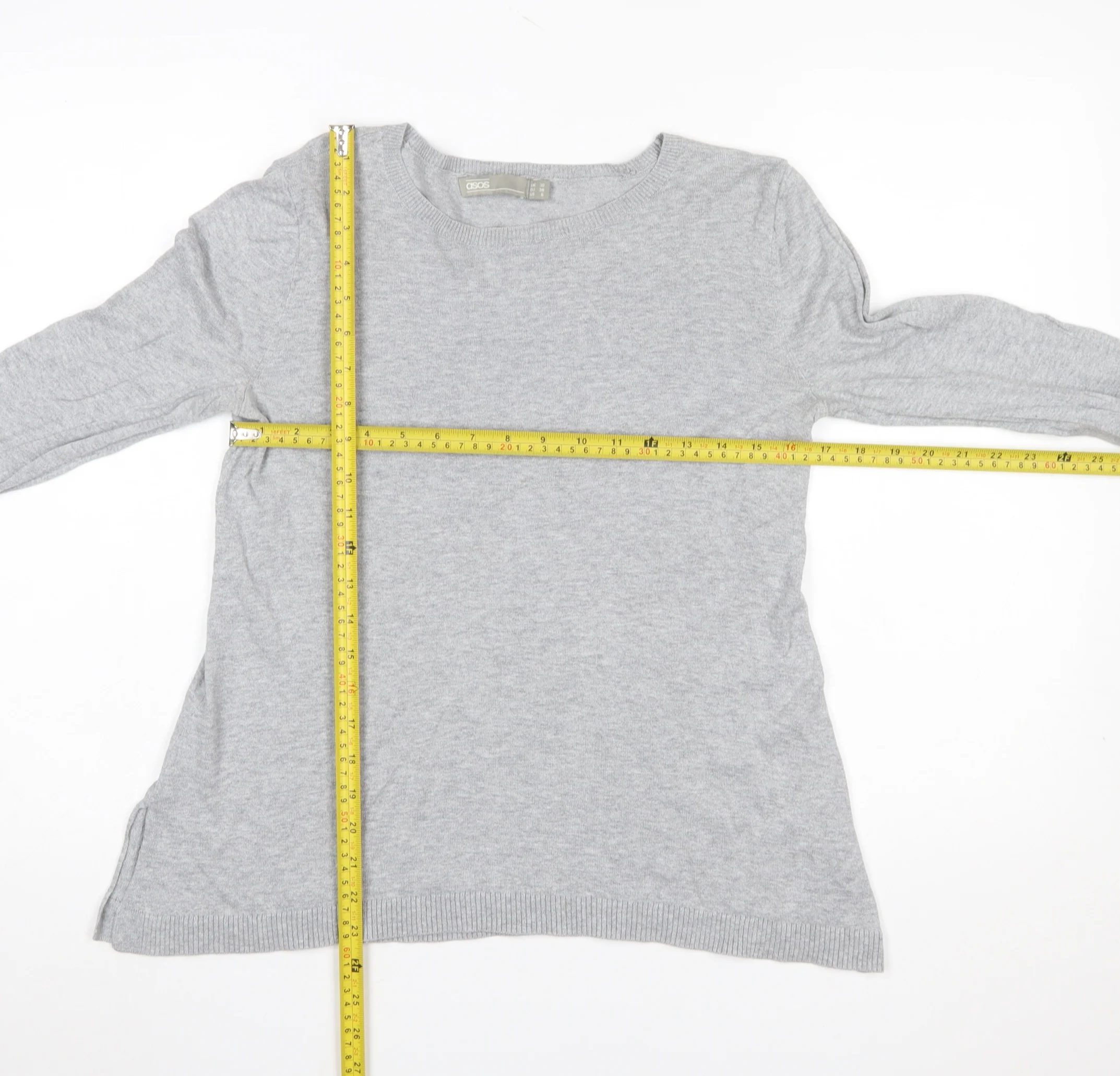 ASOS Women Grey Pullover Jumper UK 10 Long Sleeve Star Detail - Image 2