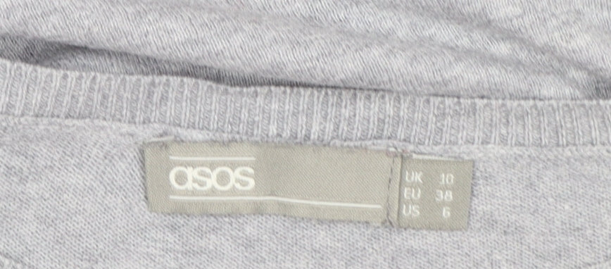 ASOS Women Grey Pullover Jumper UK 10 Long Sleeve Star Detail - Image 4