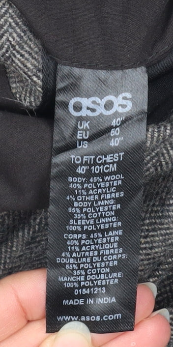 ASOS Women Grey Wool Blend Single-Breasted Blazer Jacket Size 40 - Image 4