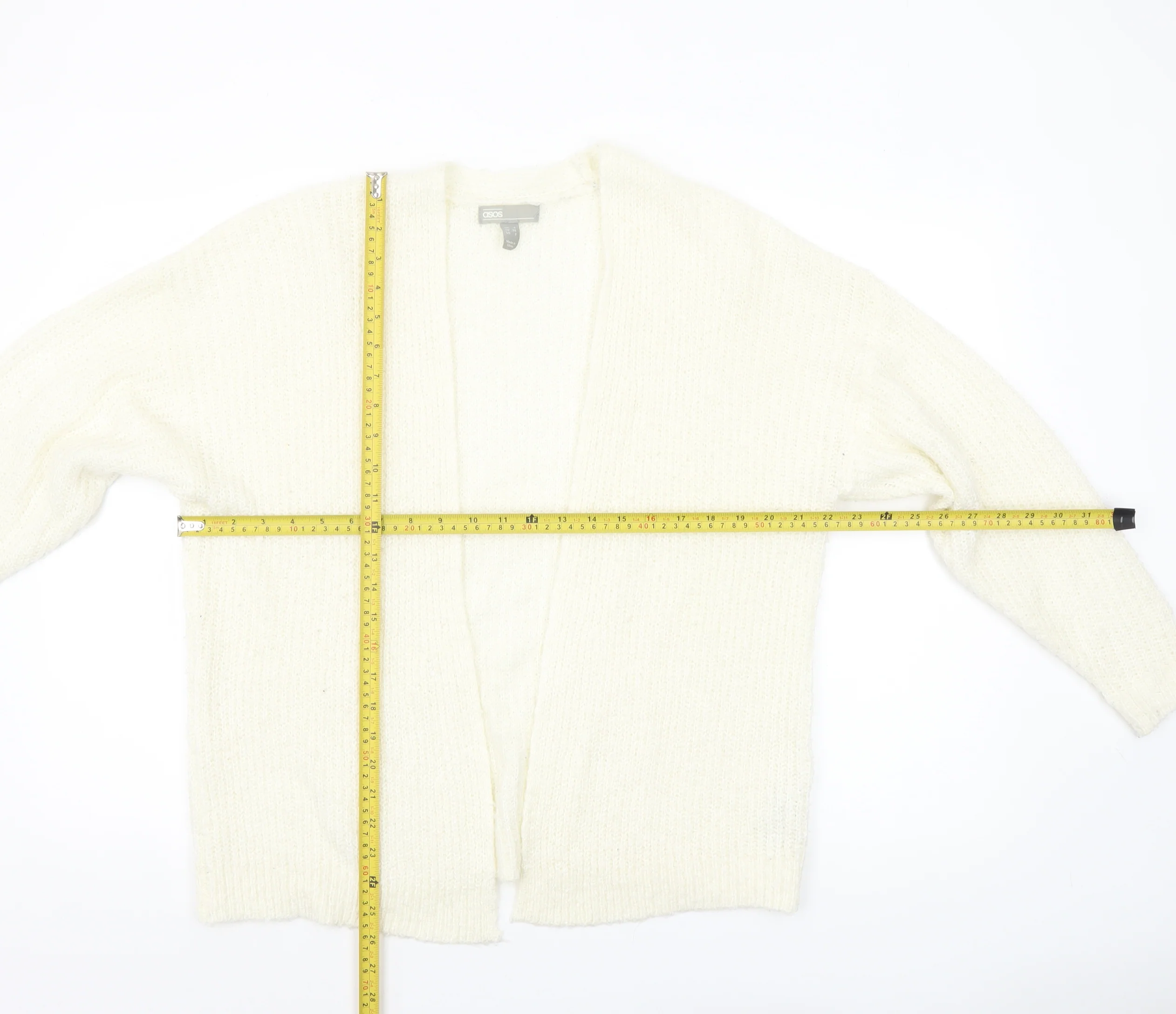 ASOS Women Ivory Chunky Knit Open Front Cardigan UK 6 - Image 2
