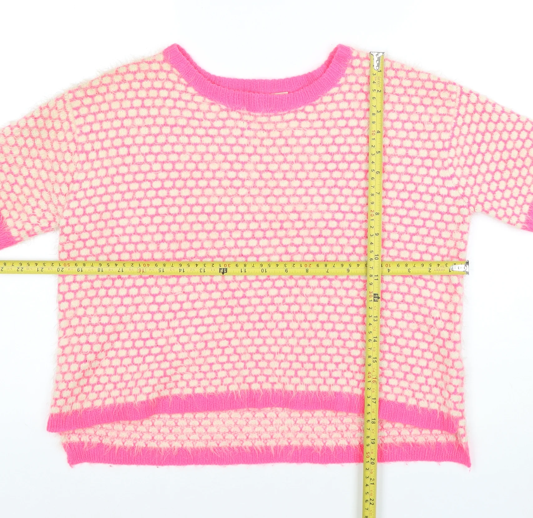 ASOS Women Pink & Cream Short Sleeve Cropped Knit Jumper UK 10 - Image 2