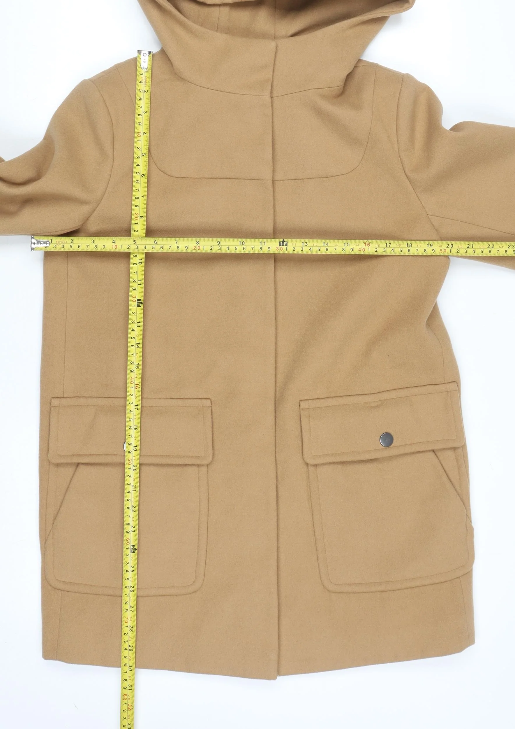 ASOS Women’s Beige Hooded Mid-Length Overcoat Size 10 - Image 2