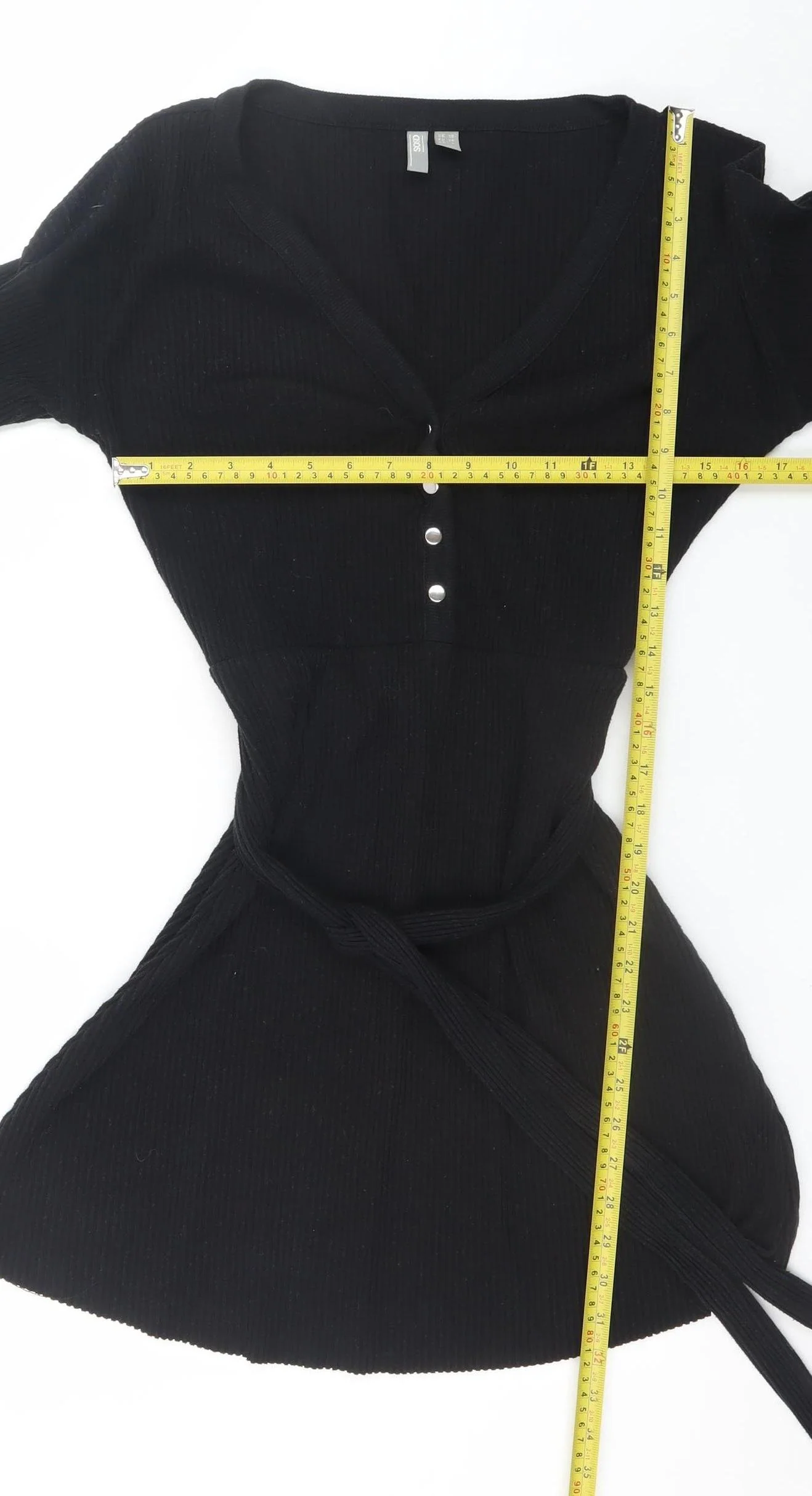 ASOS Women’s Black Fit & Flare Knit Button Long Sleeve Dress UK 10 - Image 2